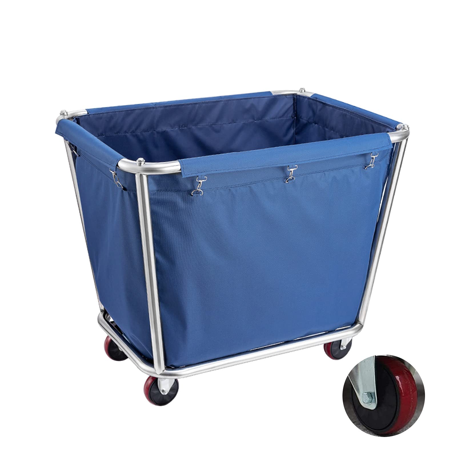 Stainless Steel Rolling Laundry Basket with Removable Oxford Bags - Heavy Duty Commercial Laundry Cart for Home & Commercial Use - Easy Assembly Blue Storage Organizer - Perfect for Laundry Rooms, Dormitories, and Hotels
