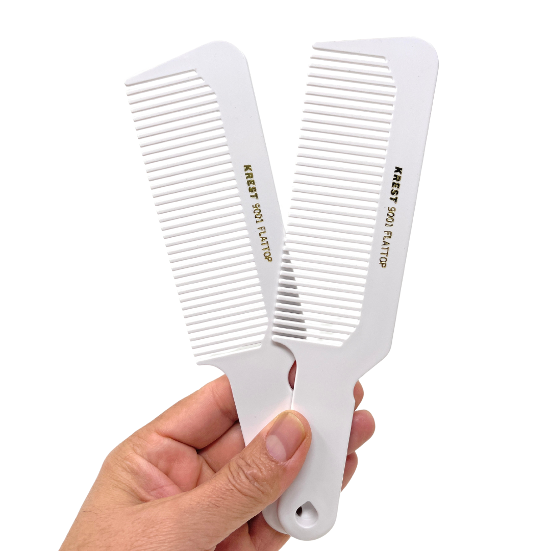 Krest #9001 Professional Flat Top Hair Clipper Comb - 8.5 Inch Styling Tool (2-Pack) - Perfect for Barbers, Stylists & Home Haircuts