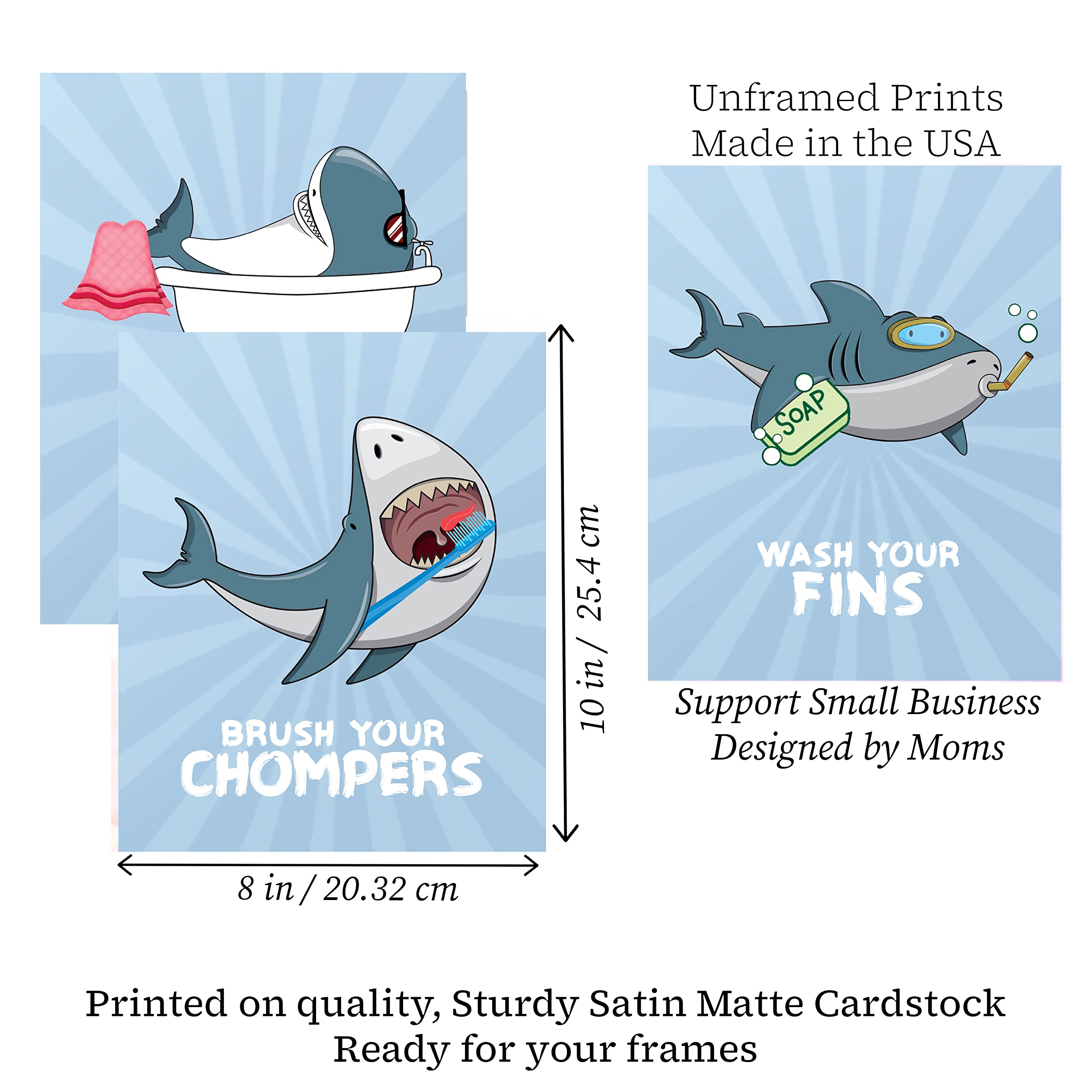 Fun Shark Themed Kids Bathroom Wall Decor Set (3-Piece) - Cute Towel Hooks, Toothbrush Holder & Soap Dish for Ocean-Themed Bathroom Decor - Perfect for Beach House, Kids Room & Nautical Bathroom Design