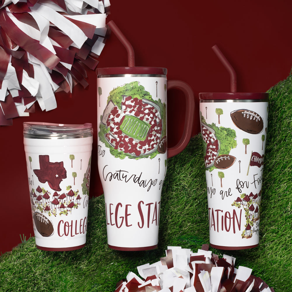 40oz Saturdays in College Station Mega Mug - Large Insulated Tumbler for Coffee, Tea & Cold Drinks - Perfect for Home, Office & Outdoor Activities