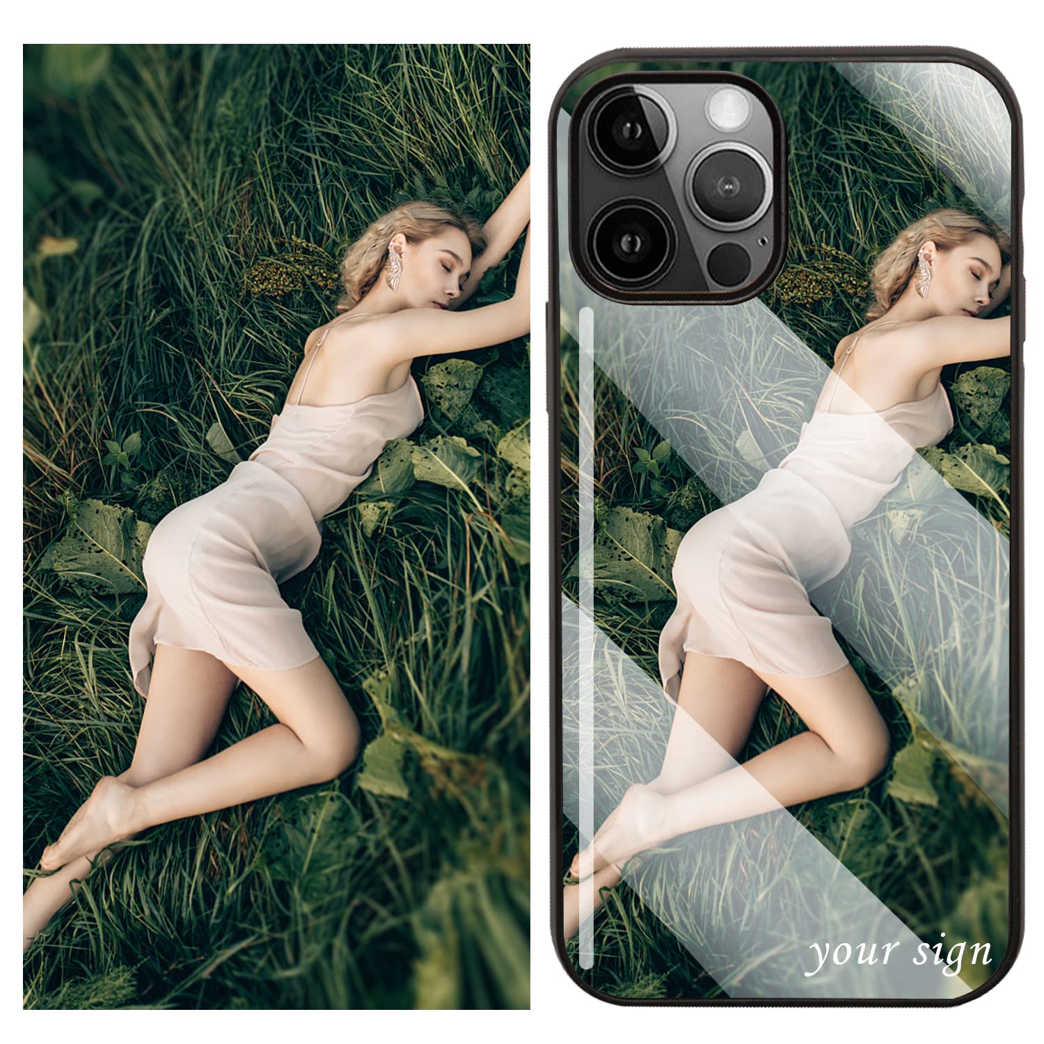 Custom iPhone 16 Pro Max/Plus/15/14/13/12/11/XS/Mini Personalized Clear Tempered Glass Phone Case - Perfect for Valentine's Day, Birthday, Christmas Gifts, Photo & Logo Customization - Ideal for Corporate Promotions, Personal Style & Everyday Protection