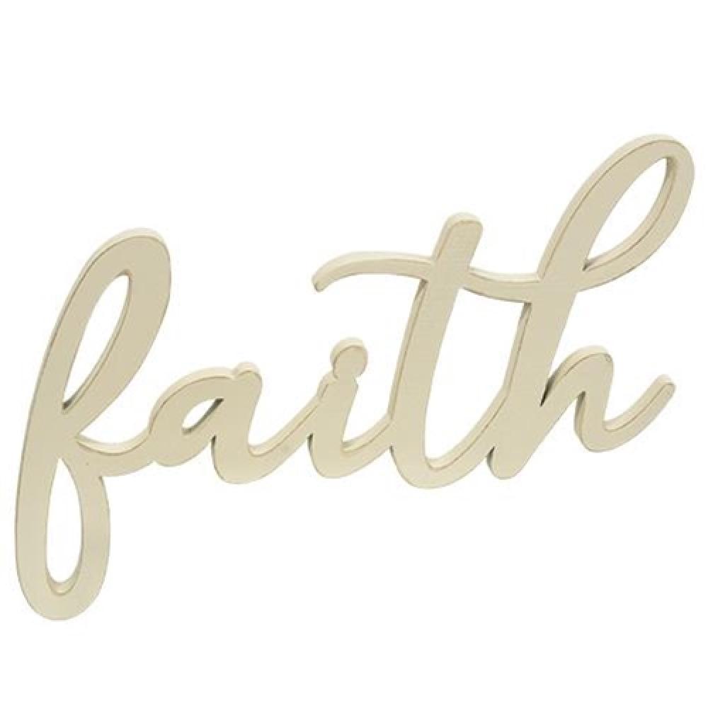 Hanging Ivory Script Faith Sign - Elegant Home Wall Decor for Living Room, Bedroom & Church - Inspirational Gift for Religious Occasions