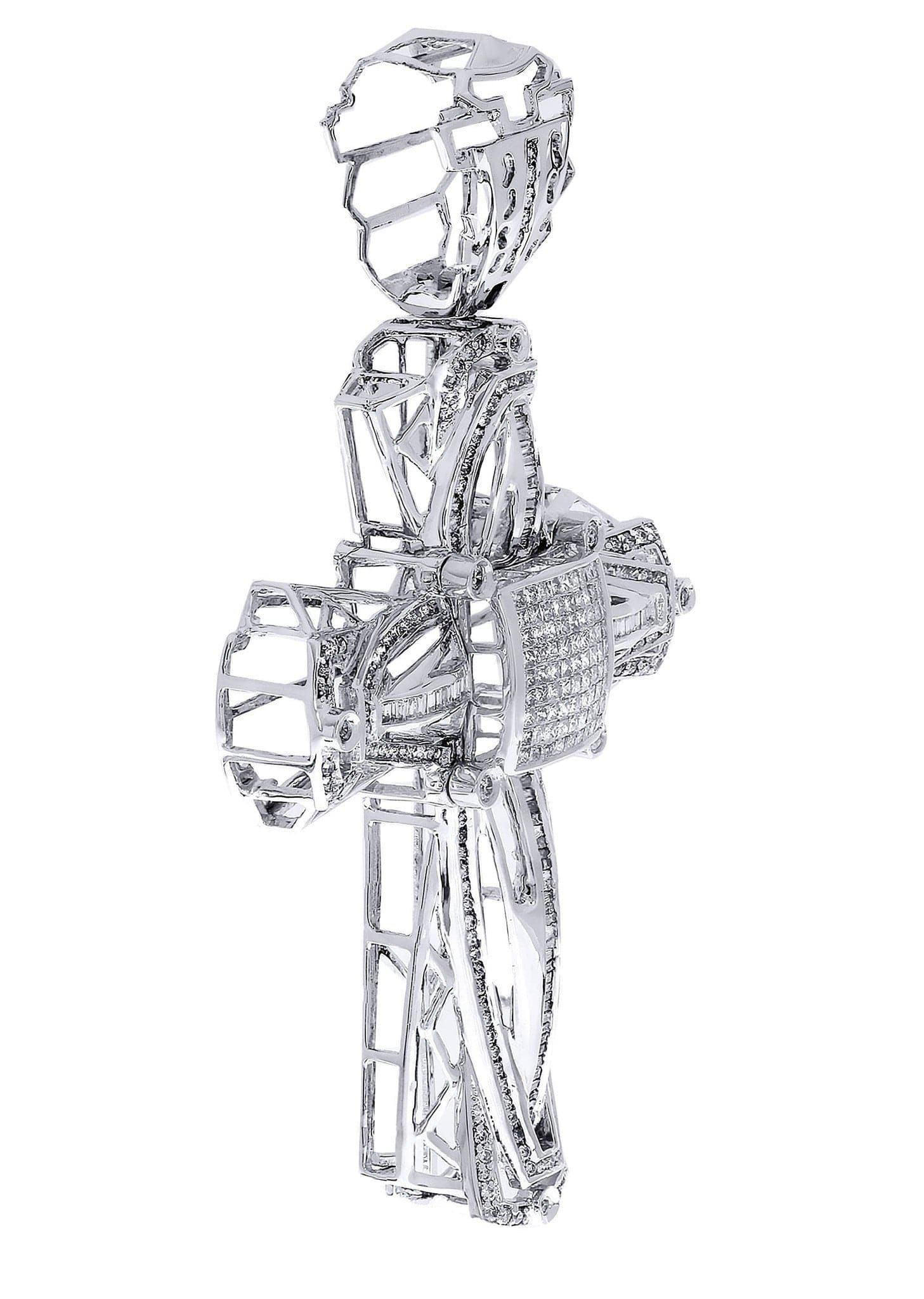 2.63 Carat Diamond Cross Pendant Necklace - 24.62 Grams Solid Gold Religious Jewelry for Women - Perfect for Baptism, First Communion & Special Occasions