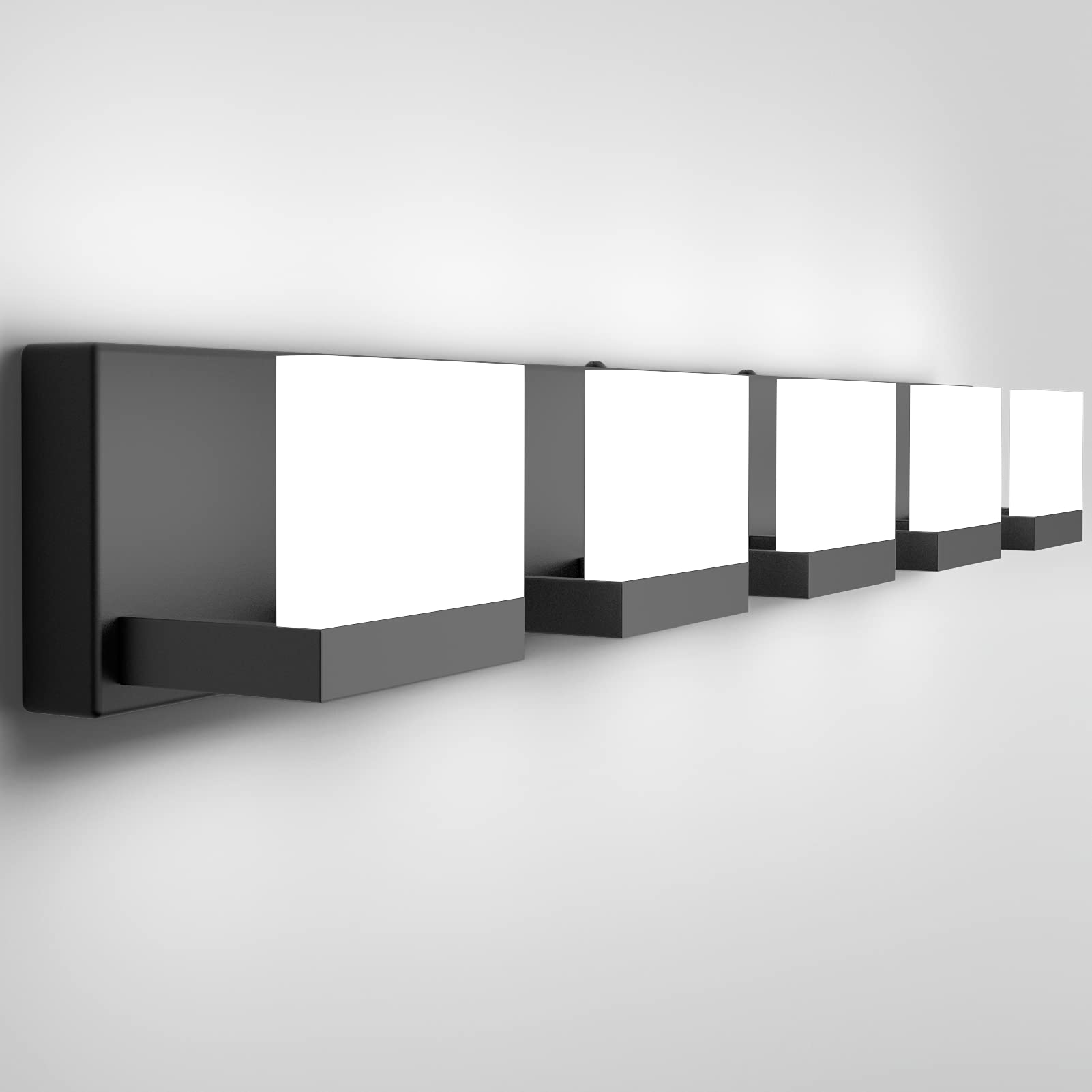 Tipace 5-Light Modern Black LED Vanity Light Fixture - Up/Down Lighting for Bathroom Mirror - 6000K Cool White - Perfect for Bathroom, Dressing Room & Makeup Area