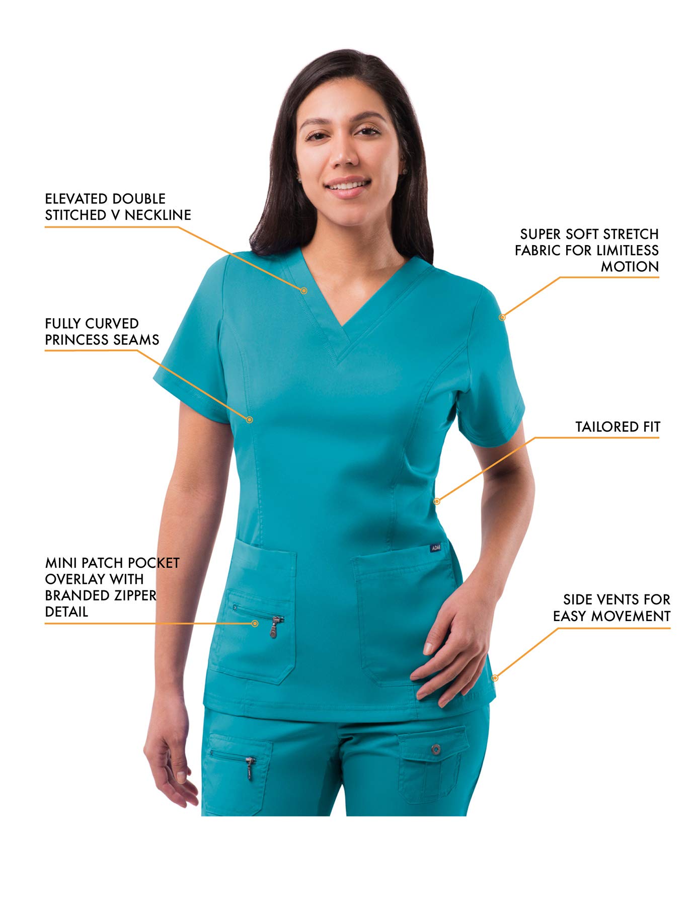 Adar Pro Breakthrough Plus Scrub Set for Women - Enhanced V-Neck Top & Multi-Pocket Pants - Petite/Tall Sizes - Perfect for Nursing, Medical Work & Healthcare Professionals