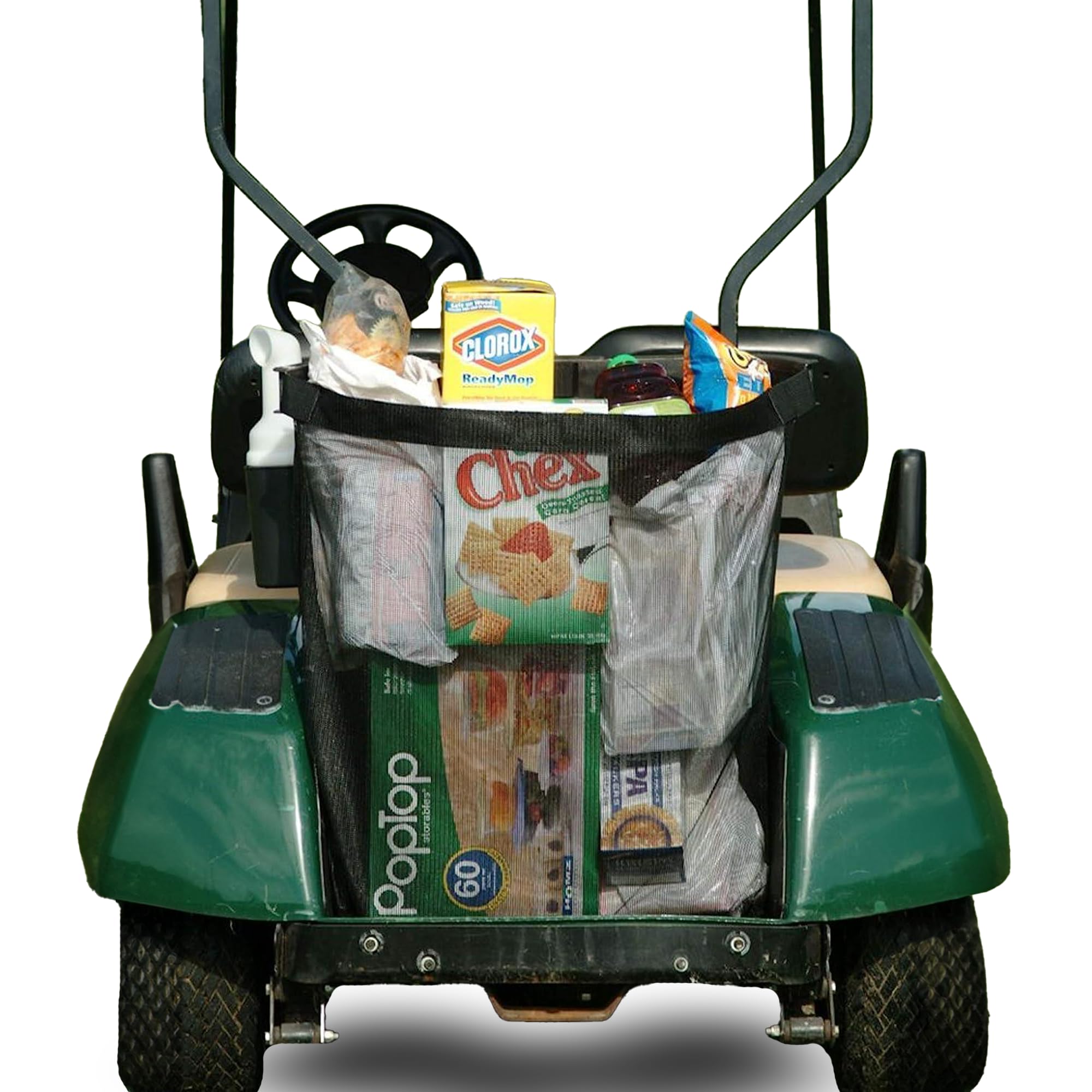 Club Clean Universal Golf Cart Storage Bag - Durable Cargo Organizer for 2 & 4 Seater Golf Carts (EZGo, Club Car, Yamaha) - Easy Attach Black Grocery Shopping Bag - Perfect for Golf Outings, Grocery Trips & Outdoor Adventures