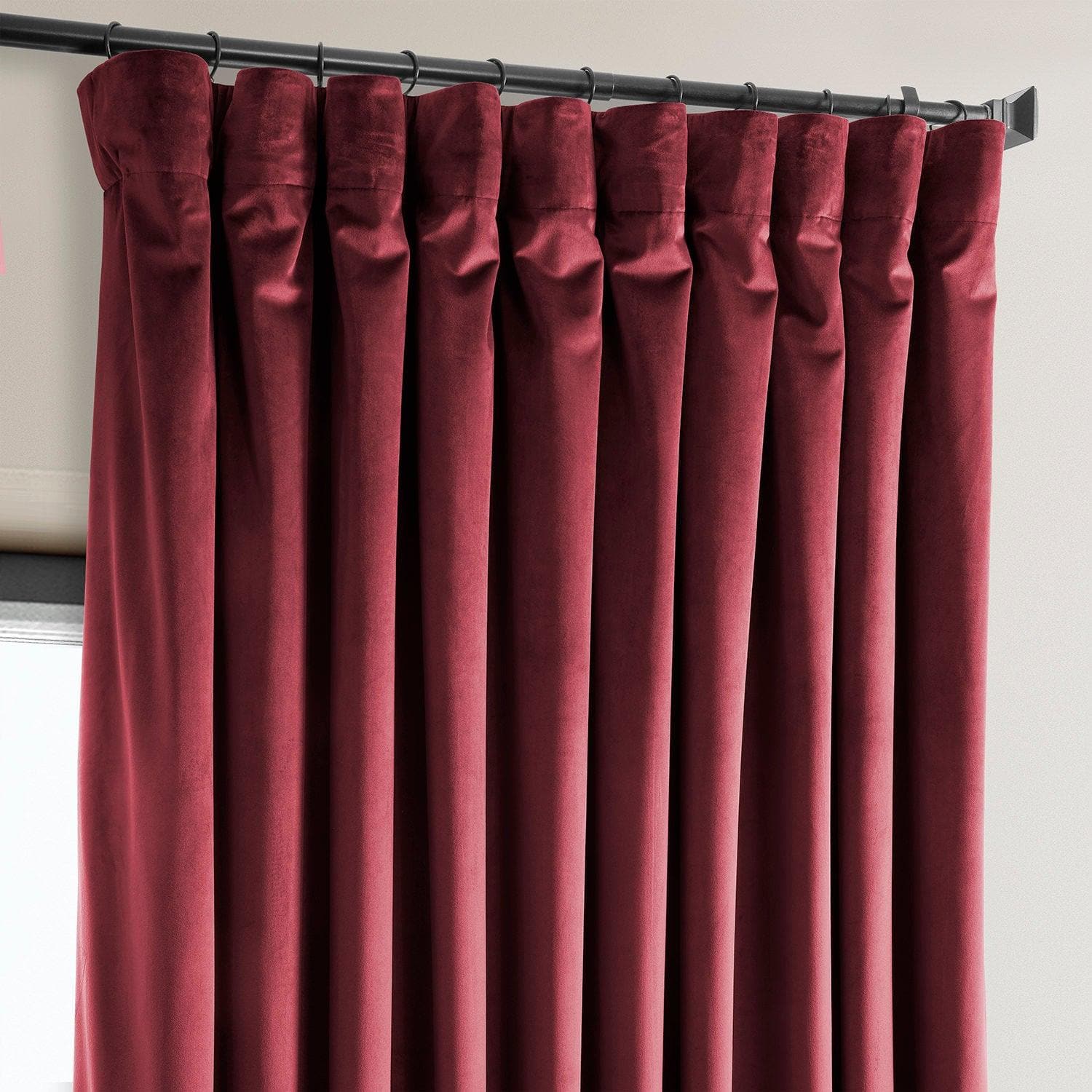 Extra Wide Red Velvet Blackout Curtains for Movie Theater & Home Cinema - Heritage Plush Room Darkening Drapes for Bedroom & Living Room