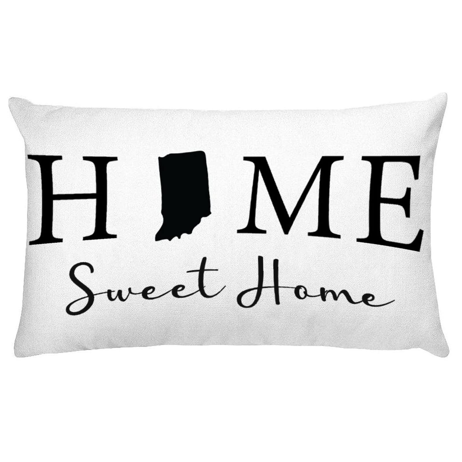Indiana State Map Decorative Throw Pillow Cover - 12x20 Inch Farmhouse Style Home Sweet Home Cushion Case for Living Room, Bedroom & Sofa Decor - Perfect for Farmhouse, Rustic and Country Style Home Decor