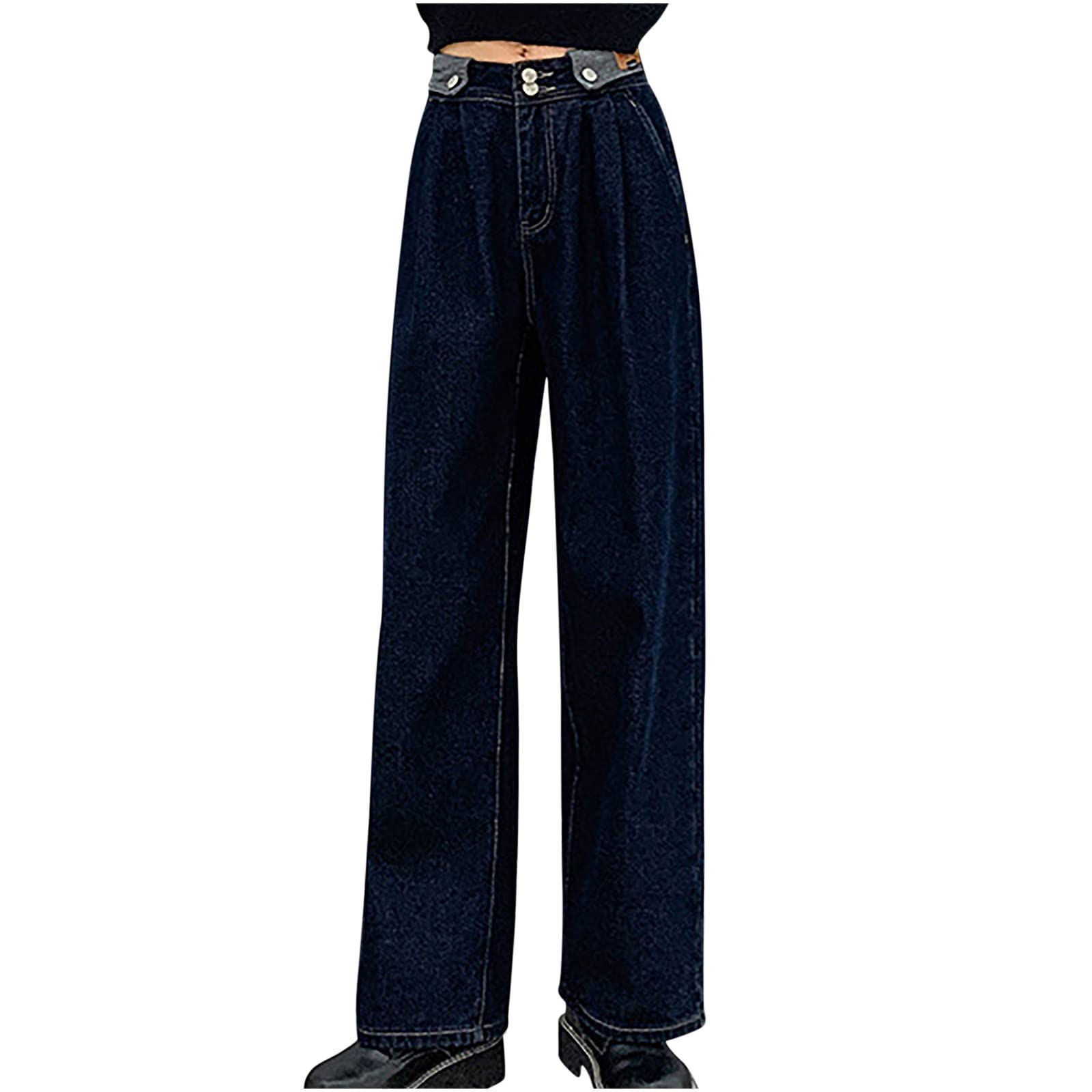 2023 Trendy Women's Wide Leg Jeans - High Waisted Fleece Lined Pants for Work & Casual Wear | Soft Lounge Trousers for Winter Comfort (Office, Travel, Everyday Use)