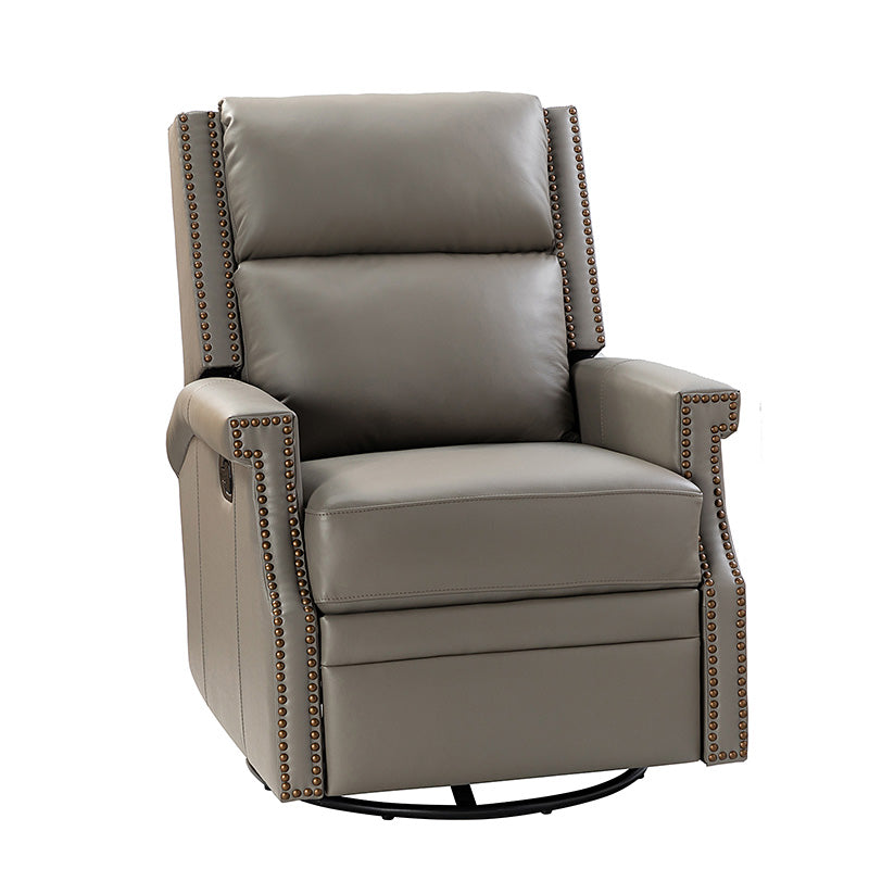 Canace Modern Genuine Leather Manual Glider Rocker Recliner Chair - Comfortable Swivel Lounge Chair for Living Room, Nursery, and Office Relaxation