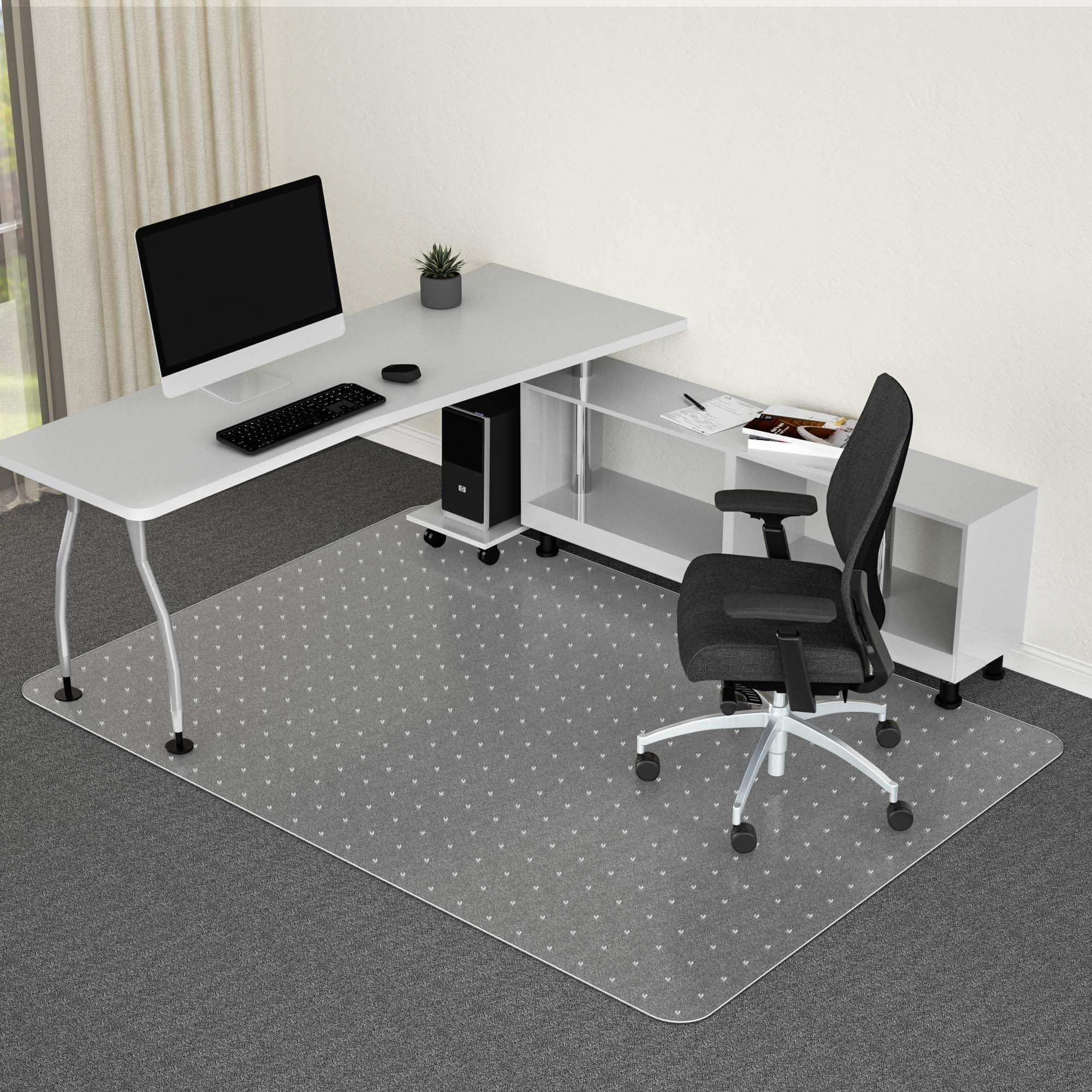 46” x 72” Clear Office Chair Mat for Carpet - Heavy Duty Plastic Floor Protector Mat for Easy Gliding & Rolling - Large Desk Chair Mat for Home Office Workspace (Rectangle) - Perfect for Carpeted Floors Under Desks & Workstations