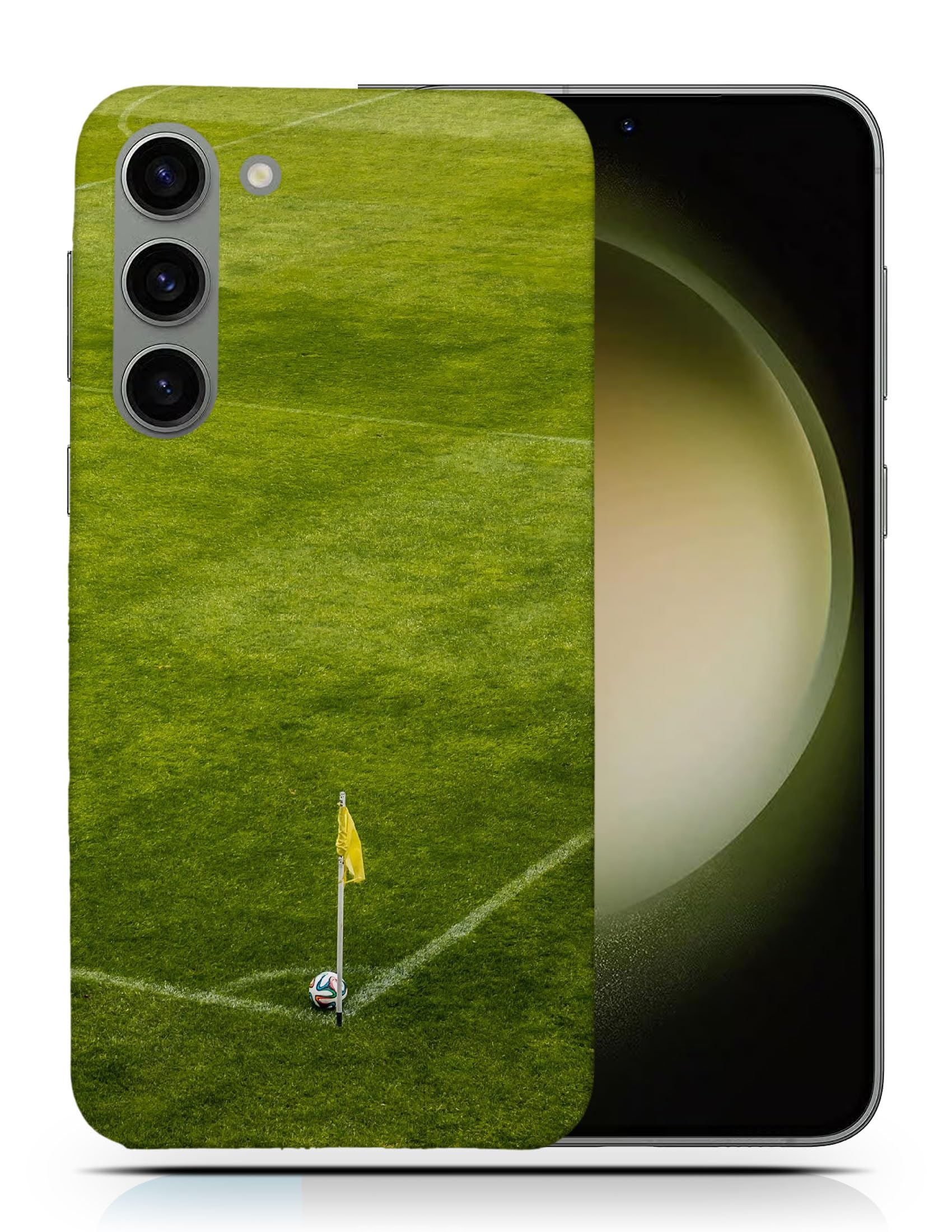 Soccer Field Corner Flags Phone Case for Samsung Galaxy S23 Plus - Durable Protective Cover with Stylish Football Design | Perfect for Soccer Fans, Players & Game Day Accessories