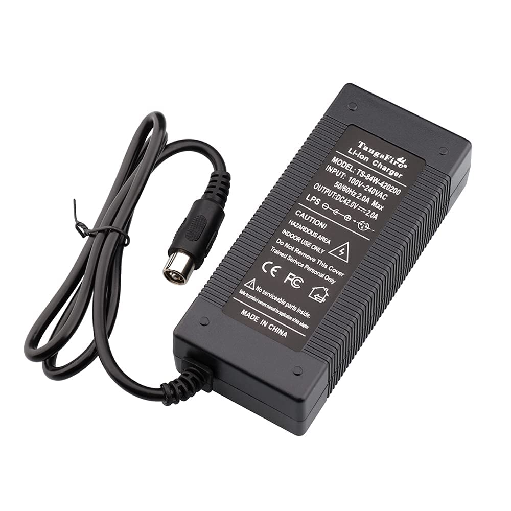 36V 42V 2A Lithium Battery Charger for Electric Bikes - 100-240V AC Input with RCA 10mm Lotus Plug - Compatible with 10S 36V Ebike (Not for Xiaomi Scooter) - Perfect for Commuting, Leisure Rides & Outdoor Adventures