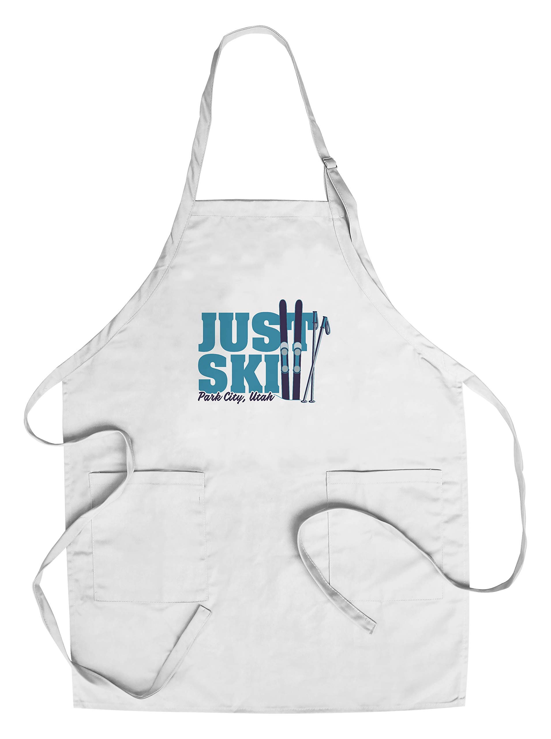 Park City Utah Ski Boards and Poles - Cotton Canvas Apron for Kitchen Cooking, Baking & Grilling - Unisex with Pockets - Perfect for Home Chefs and Outdoor BBQ