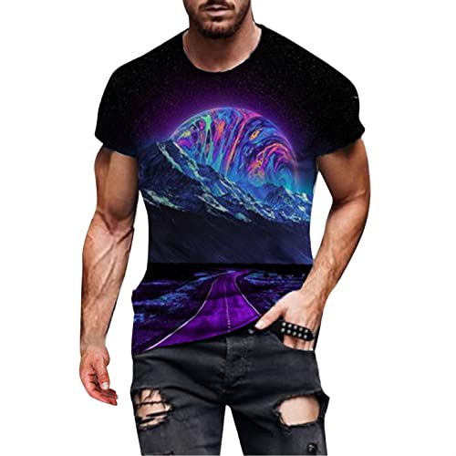 Vintage 3D Digital Printed Men's Short Sleeve T-Shirt - Summer Athletic Casual Crewneck Top for Gym, Beach & Everyday Wear