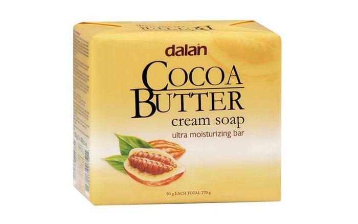 Dalan Cocoa Butter Soap Bar - 3 Pack (90g Each) | Moisturizing & Nourishing for Dry Skin | Perfect for Daily Bath & Gift Sets
