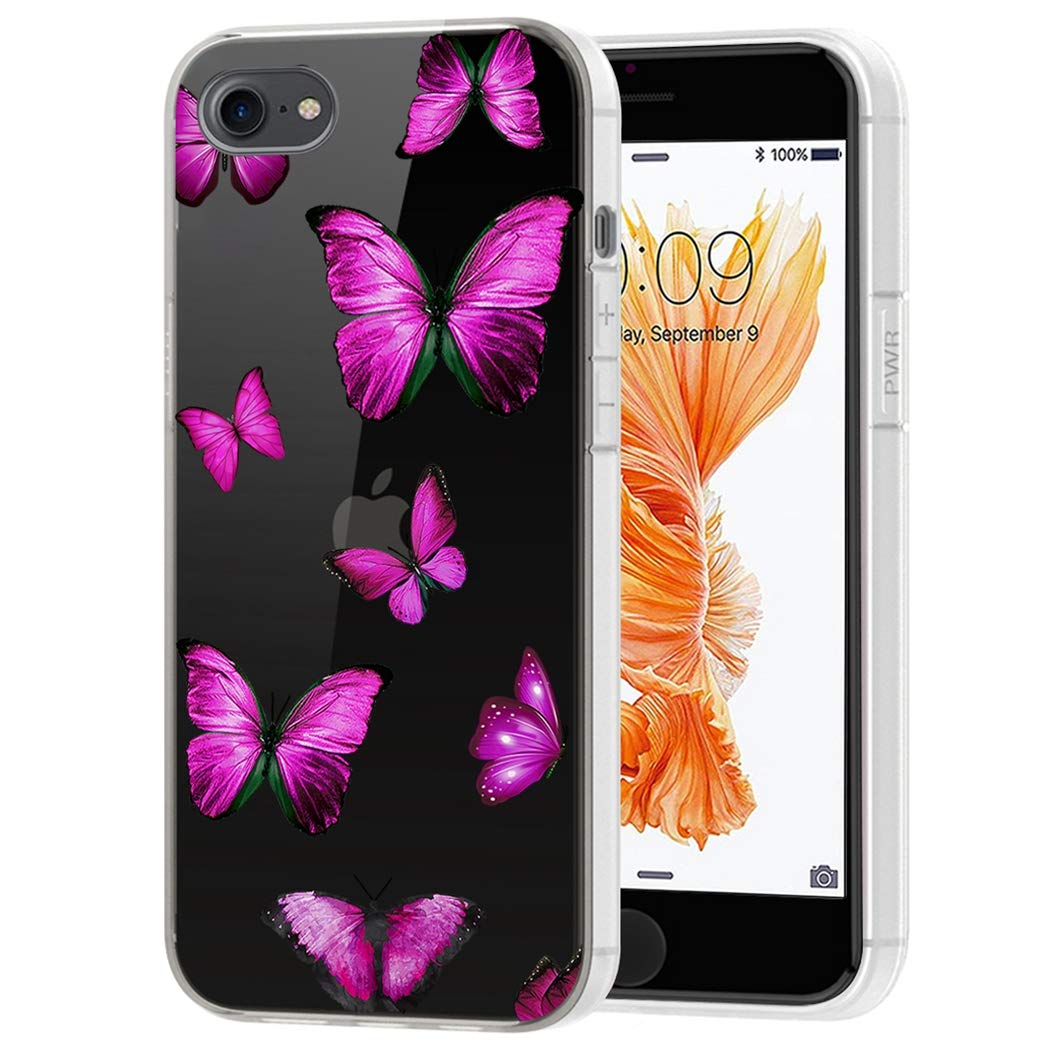 Vokuha Cute Butterfly Clear Slim Shockproof TPU Phone Case for iPhone 5S, iPhone 5, iPhone SE (2016 Edition) - Soft Flexible Protective Cover for Girls & Women - Perfect for Everyday Use, School, and Work