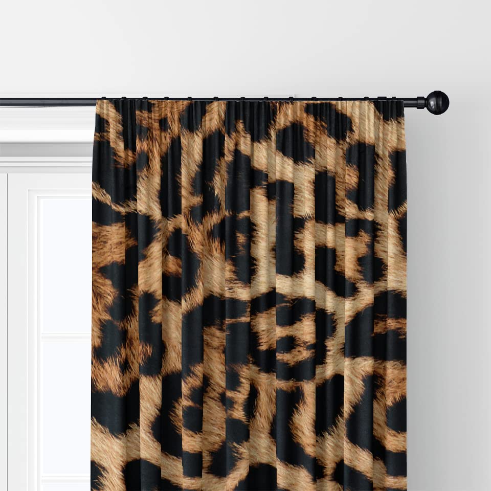 Leopard Print Curtains 42x63 Inches - Brown Cheetah Print Window Drapes with Rod Pocket for Bedroom & Living Room (Set of 2 Panels) - Perfect for Jungle Theme Decor, Boho Chic Style, and Animal Print Home Accents