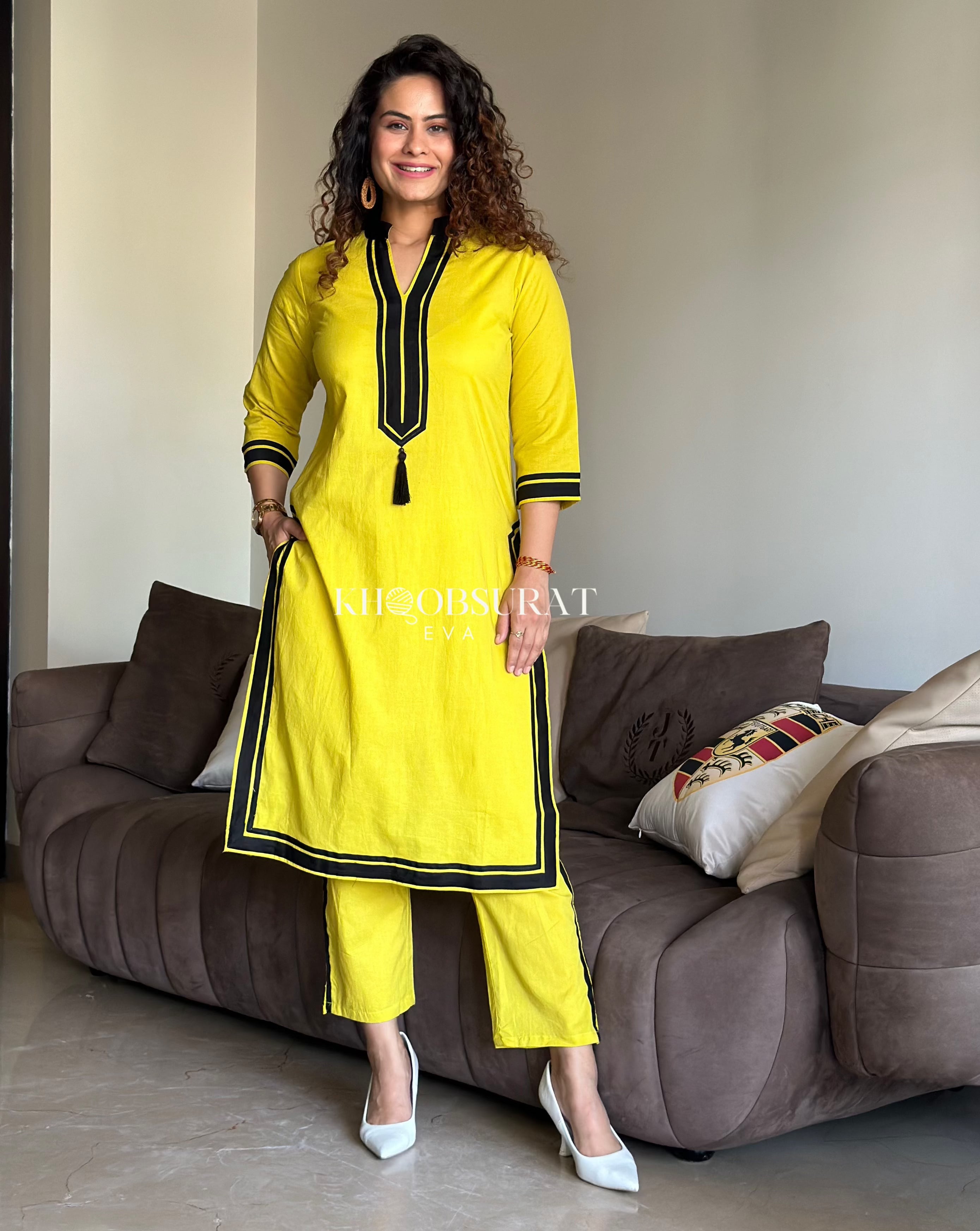 Desi Doll Yellow Kurta Set for Girls - Traditional Indian Ethnic Wear for Festivals, Parties & Special Occasions