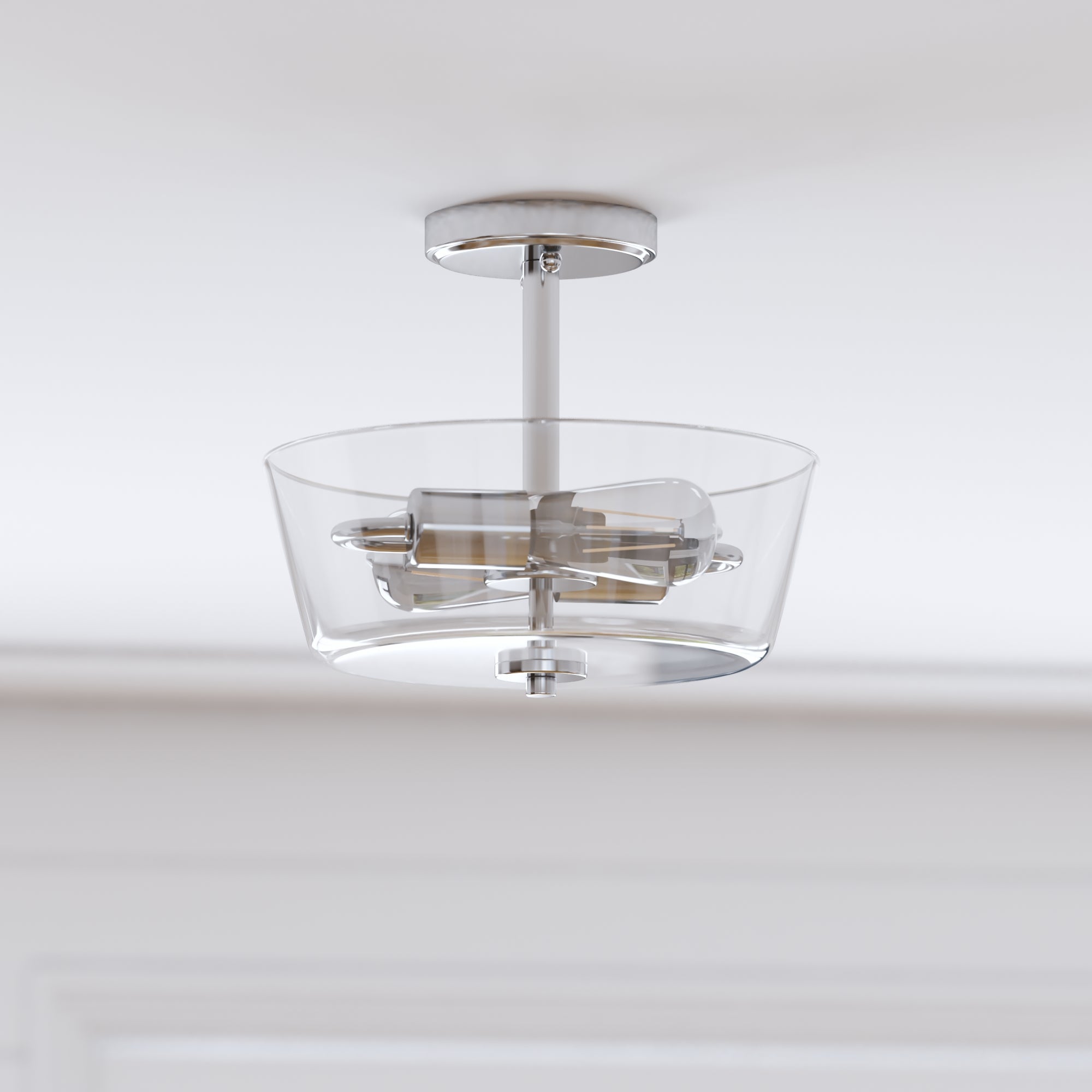Viktoria Semi Flushmount Ceiling Light Fixture - Brushed Nickel Finish - Modern Lighting for Bedroom, Hallway, or Entryway