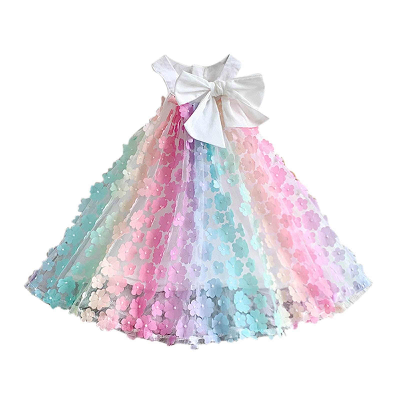 Girls Floral Summer Dress & Skirt Set with Rainbow Suspenders - Toddler Beach Outfit for Baby & Kids - Perfect for Outdoor Play, Parties & Family Vacations
