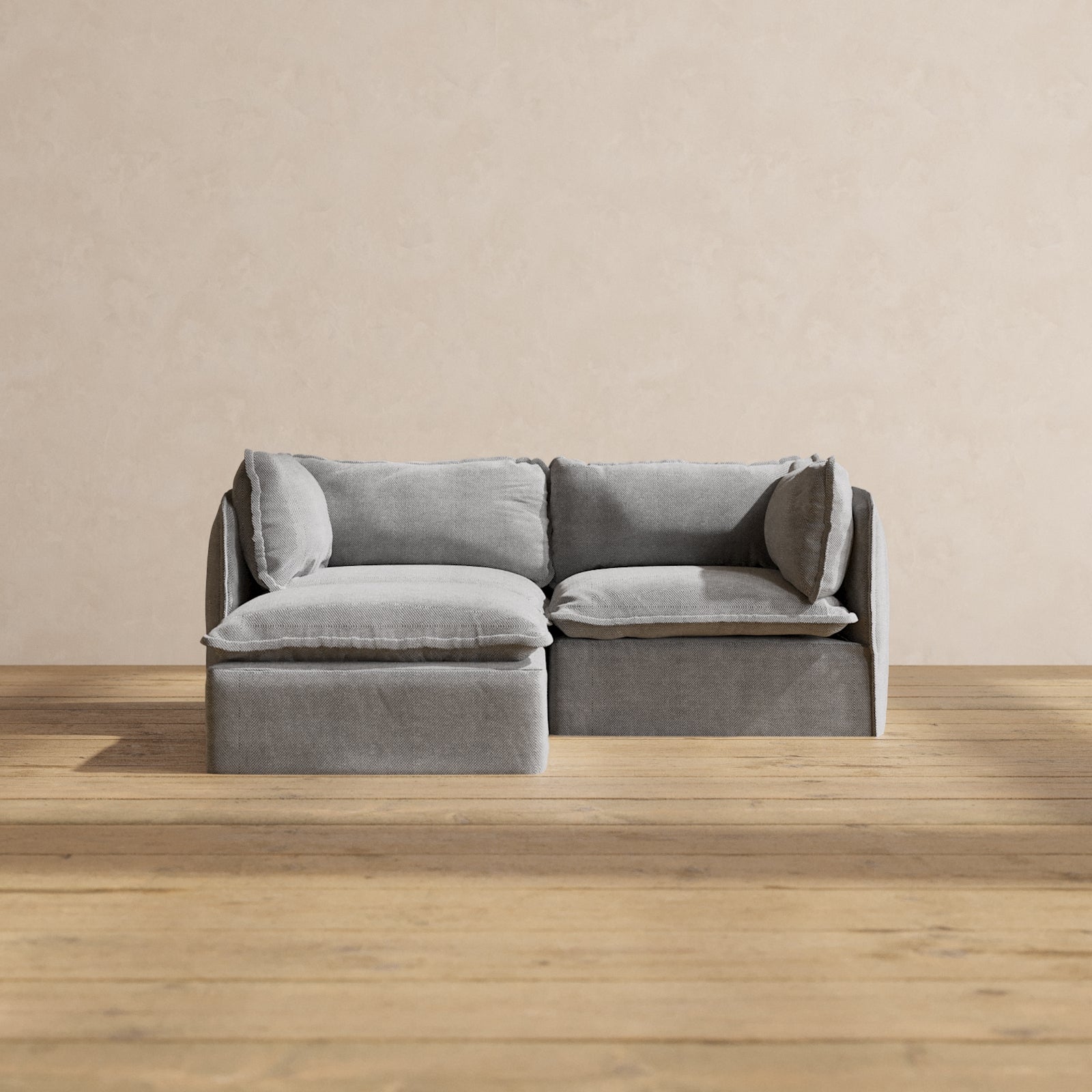 Premium Modular 2-Seater Sectional Sofa in Ash Gray | Luxe Fabric Blend for Living Room & Small Spaces | Modern Comfort for Apartments, Condos & Home Theater Seating