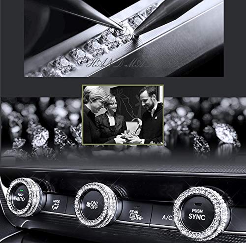 2018-2022 Honda Accord AC Knob Covers - Crystal Rhinestone Decals for Manual Rotary Air Conditioner Controls (3-Pack, Silver) | Car Interior Accessories & Dashboard Decor Upgrade
