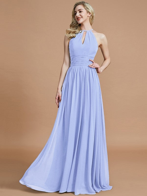 Elegant Chiffon Scoop Neck Sleeveless Bridesmaid Dresses for Weddings & Formal Events - Perfect for Summer Weddings, Beach Ceremonies, and Evening Parties