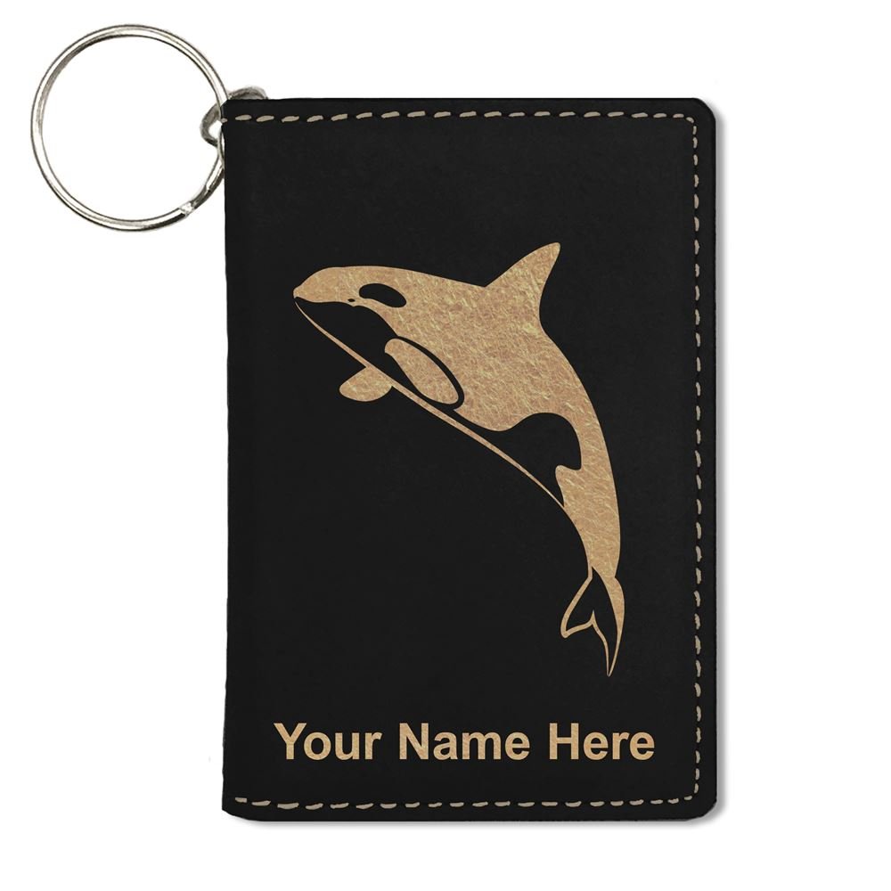 Personalized Killer Whale ID Holder Wallet with Engraving - Stylish RFID Blocking Card Case for Work, Travel & Everyday Use