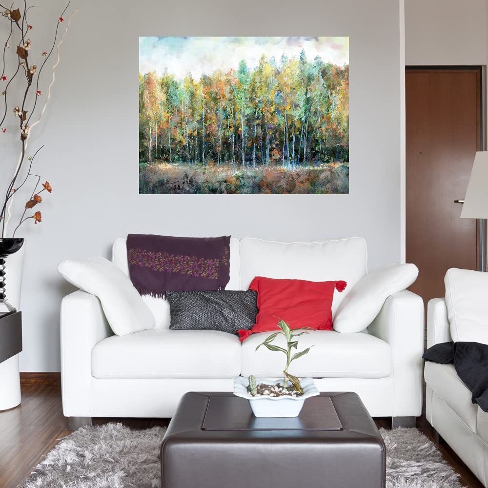 Prismatic Treeline Canvas Wall Art - Modern Fine Art Painting for Home & Office Decor - Ready to Hang 56x42 Inches - Perfect for Living Room, Bedroom, Bathroom, Kitchen, Office, Bar & Dining Room - Adds Elegance to Any Space