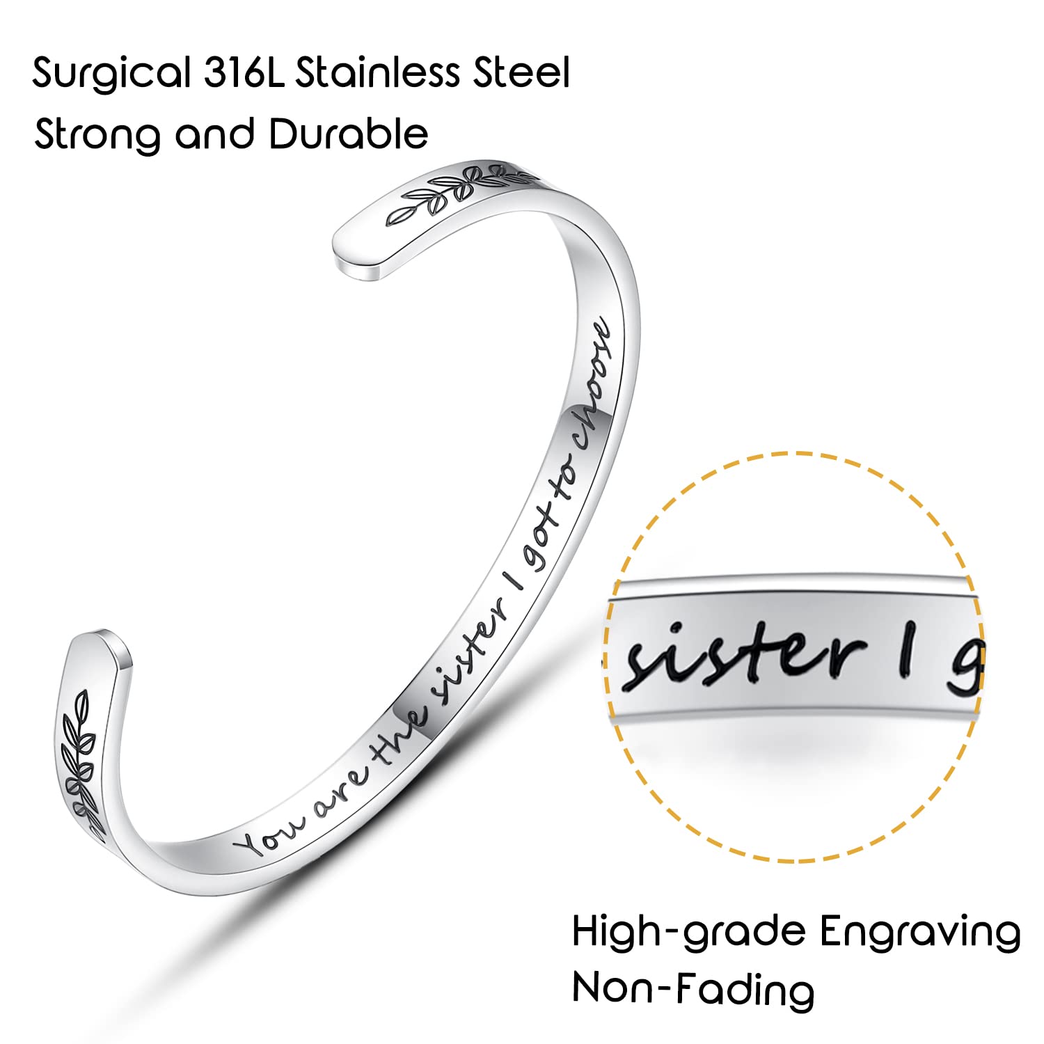 Personalized Cuff Bracelets for Women & Teens - Best Friend, Sister, Mom, Daughter, Granddaughter, Cousin - Custom Birthday, Mother's Day, Christmas & Easter Jewelry Gifts - Perfect for Everyday Wear, Special Occasions & Gift Giving