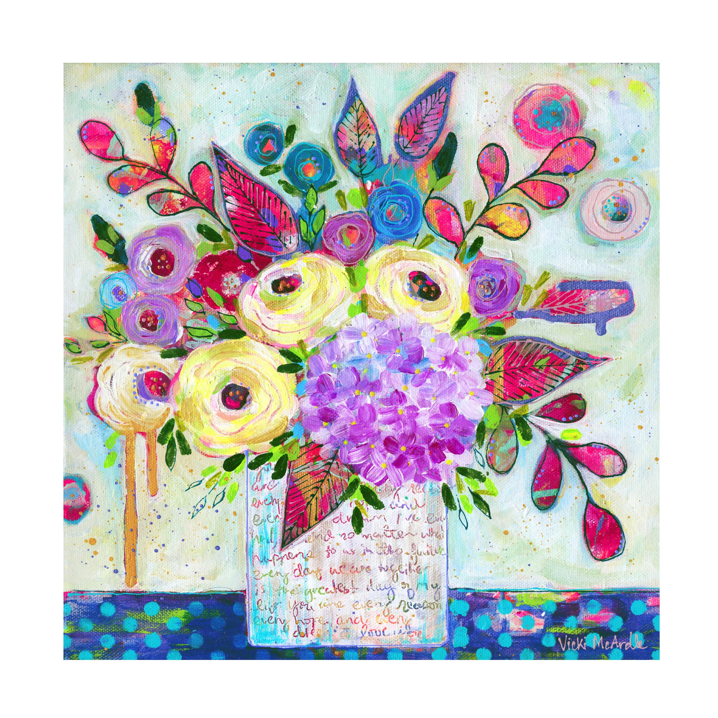 Vicki McArdle 'Love Letter Vase 3' Canvas Wall Art Print - Romantic Home Decor for Living Room, Bedroom & Office