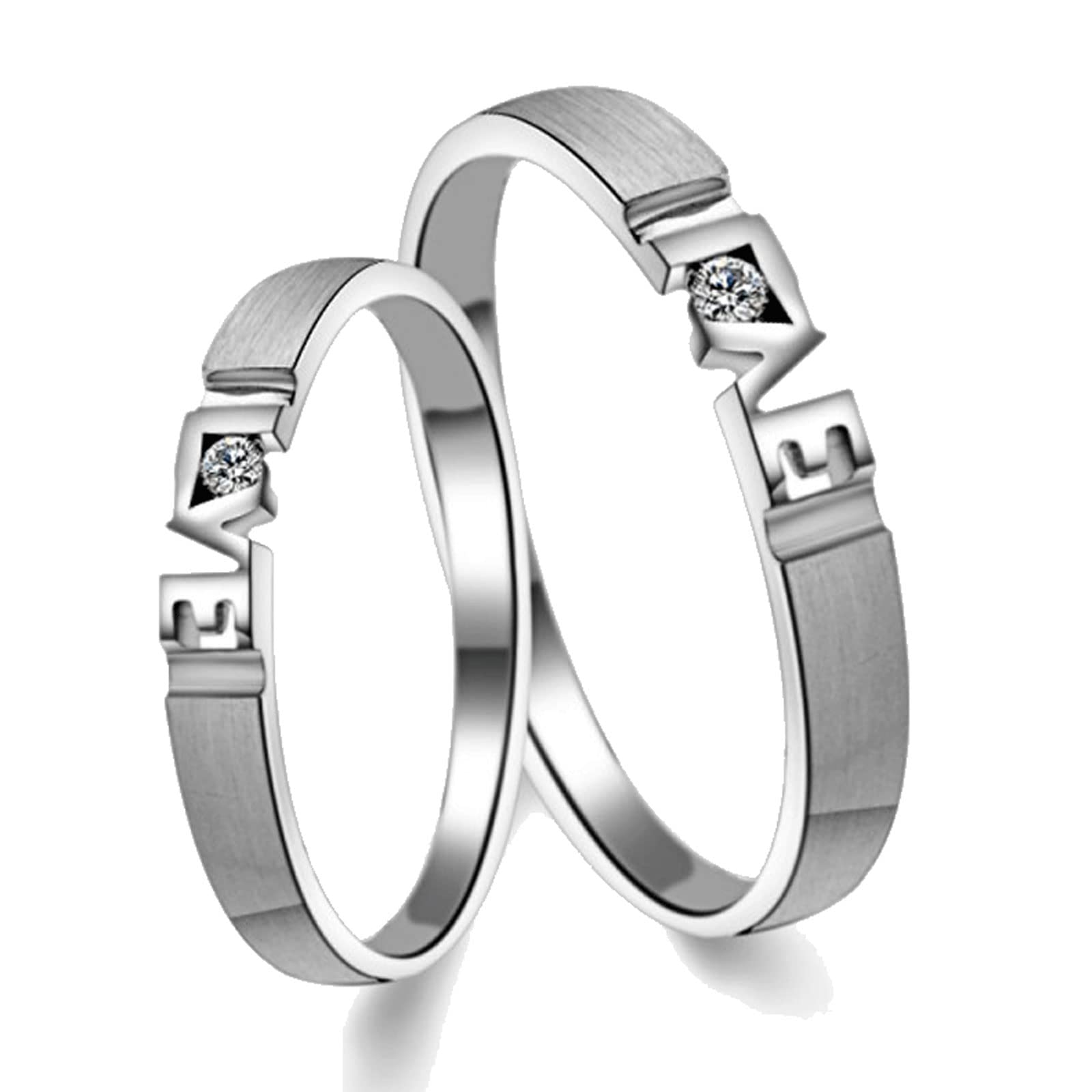 Diamond Matching Couples Rings for Him & Her - Sterling Silver/10K/14K/18K Wedding Promise Rings with Free Engraving - Perfect for Anniversaries, Engagements & Romantic Gifts