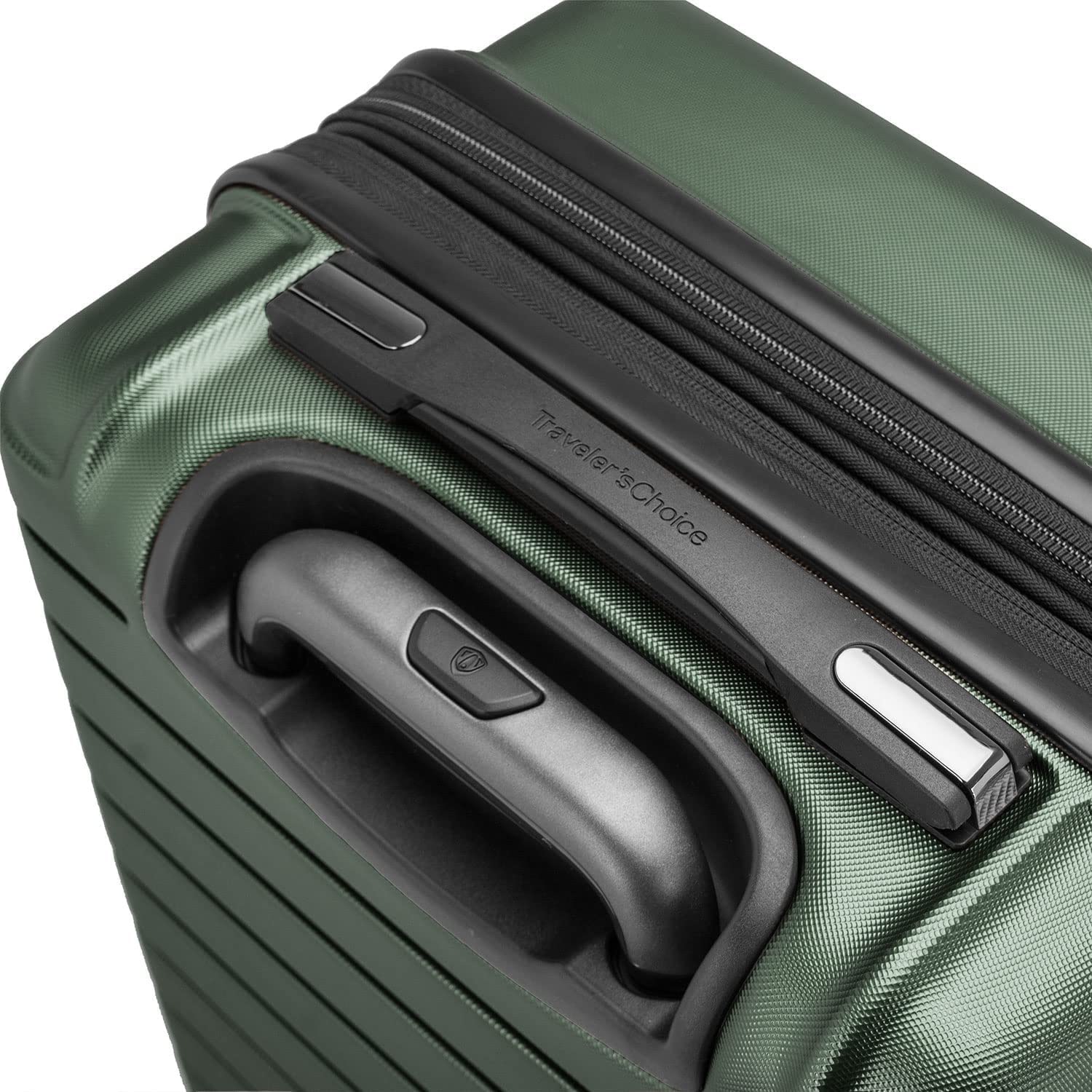 Traveler's Choice Archer Polycarbonate Hardside Spinner Luggage Set - 2-Piece Lightweight Suitcase with Tie Down Straps, Green - Perfect for Air Travel & Business Trips