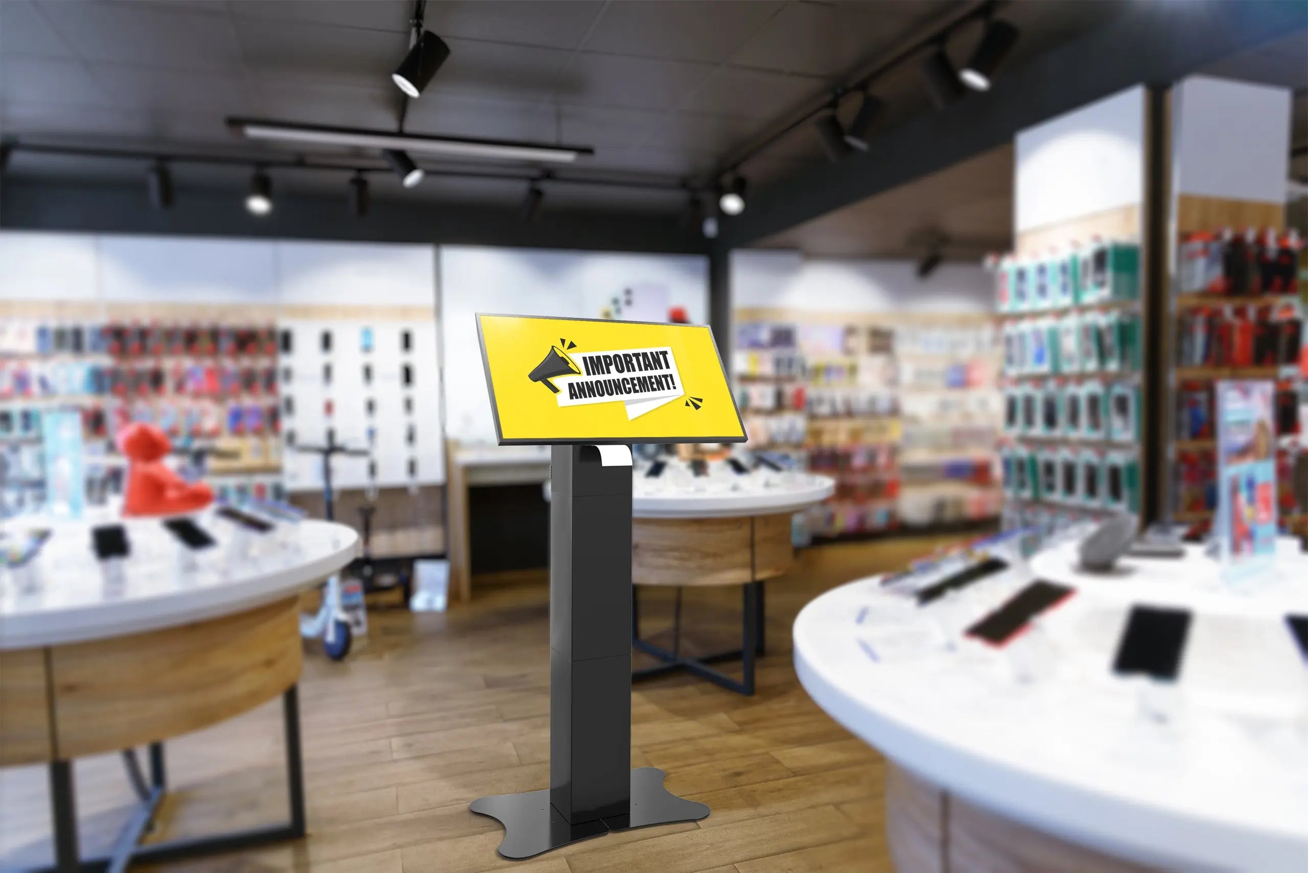 Premium VESA Mount Floor Stand Kiosk with Enclosed Printer Storage & Cable Management - Perfect for Retail Stores, Hospitals, and Office Self-Service Terminals