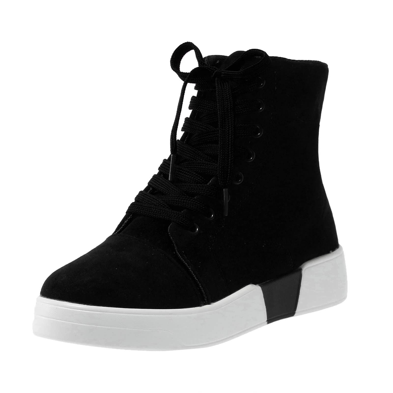 Women's High Top Lace Up Sneakers - Fashionable Ankle Booties & Casual Skate Shoes for Tennis, Walking & Everyday Wear
