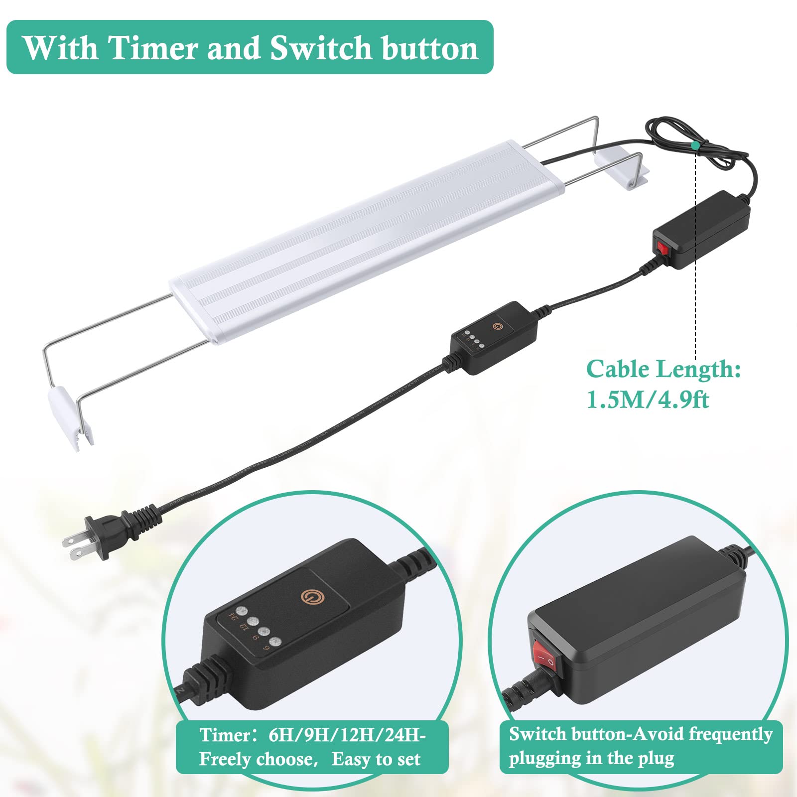 HITOP Full Spectrum LED Aquarium Light for Fish Tanks - 12
