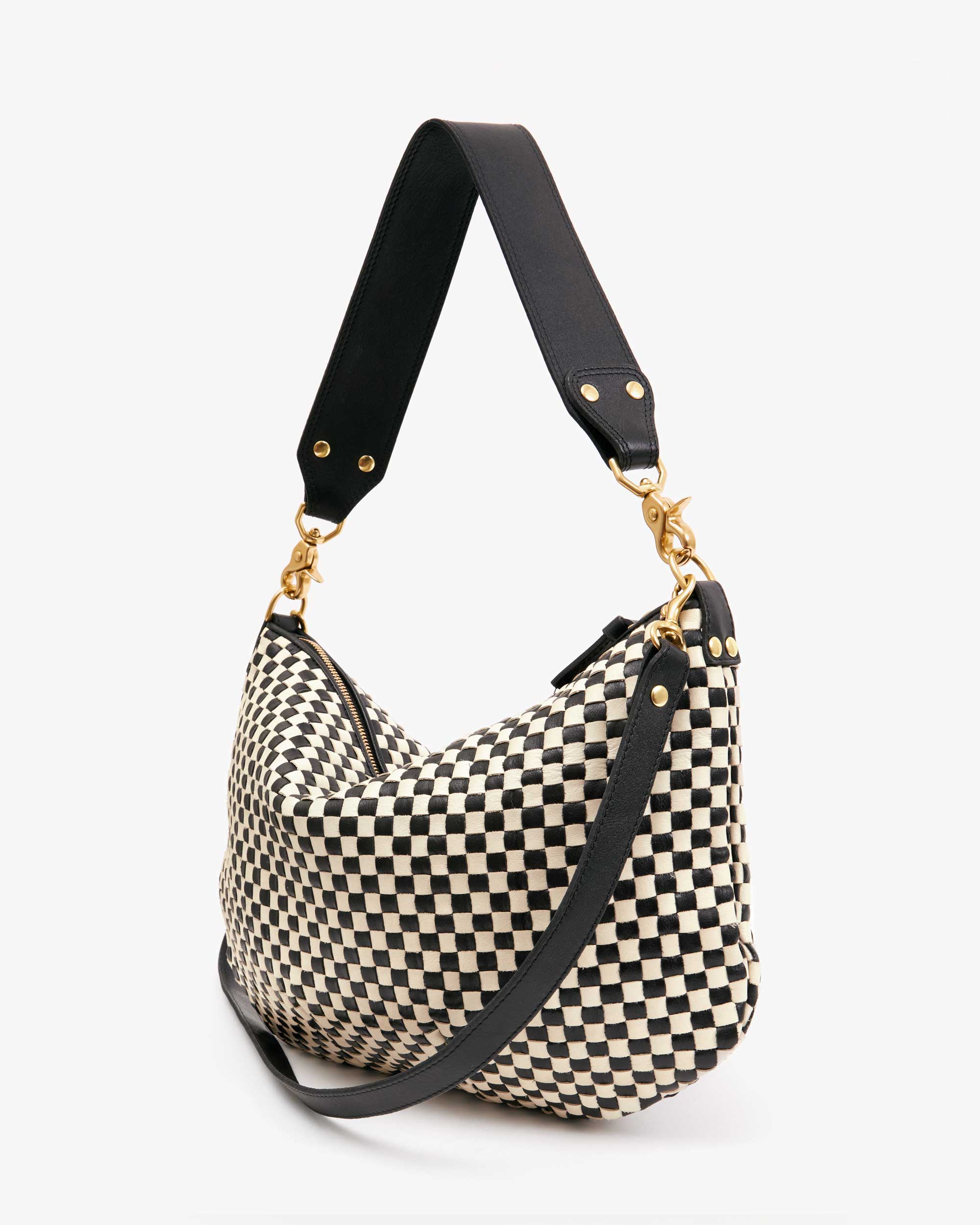 Moyen Messenger Bag - Black & Cream Woven Checker Pattern Crossbody Bag for Men & Women | Perfect for Work, Travel & Daily Commute