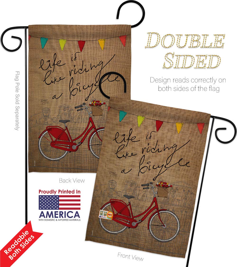 Double-Sided Bicycle Themed Garden House Flags Set - 28x40 Inch USA Made Outdoor Decor for Cycling Enthusiasts | Perfect for Yard, Patio & Sports Events Decoration