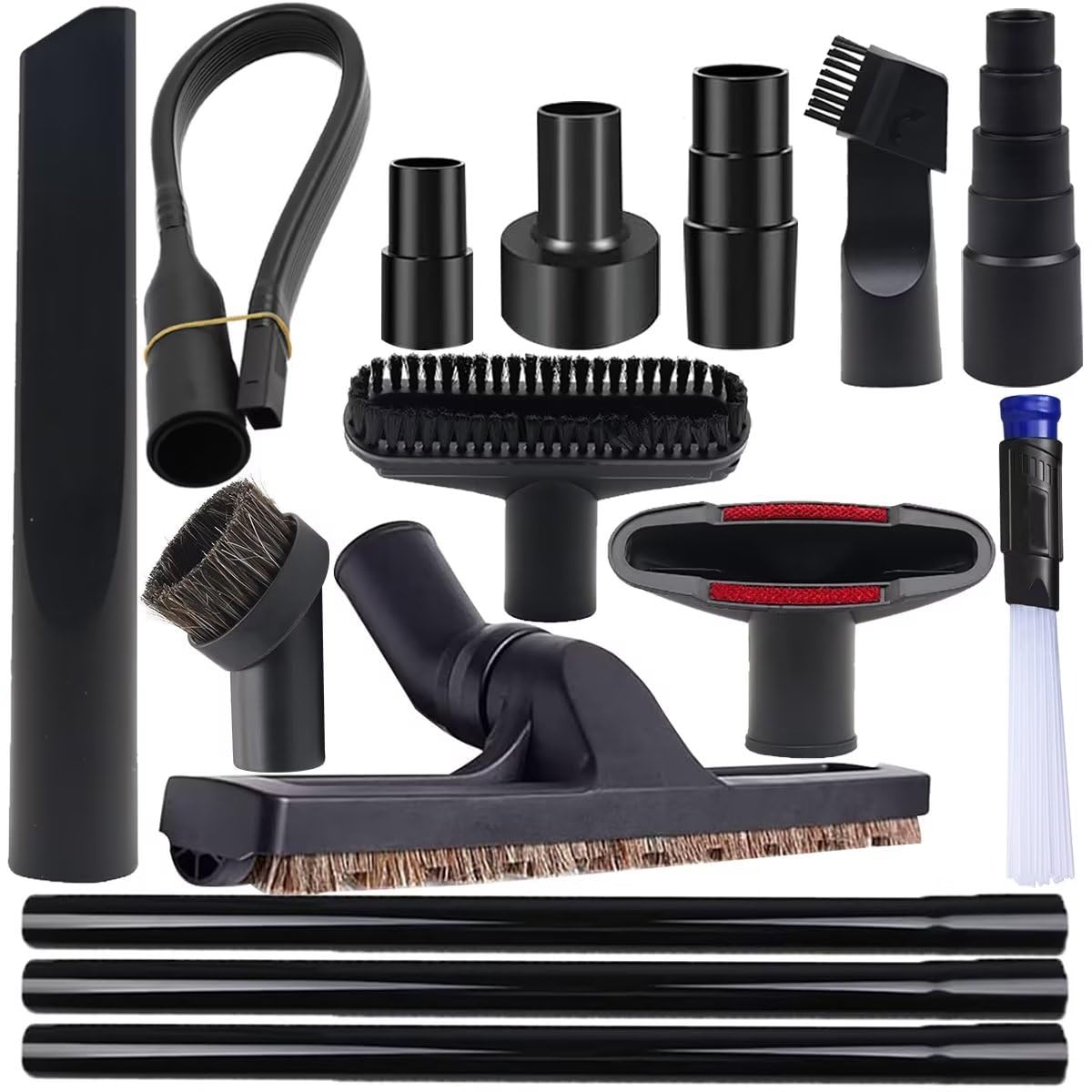 15-Piece Universal Vacuum Cleaner Attachment Kit with Brushes & Hose Adapters (2.5