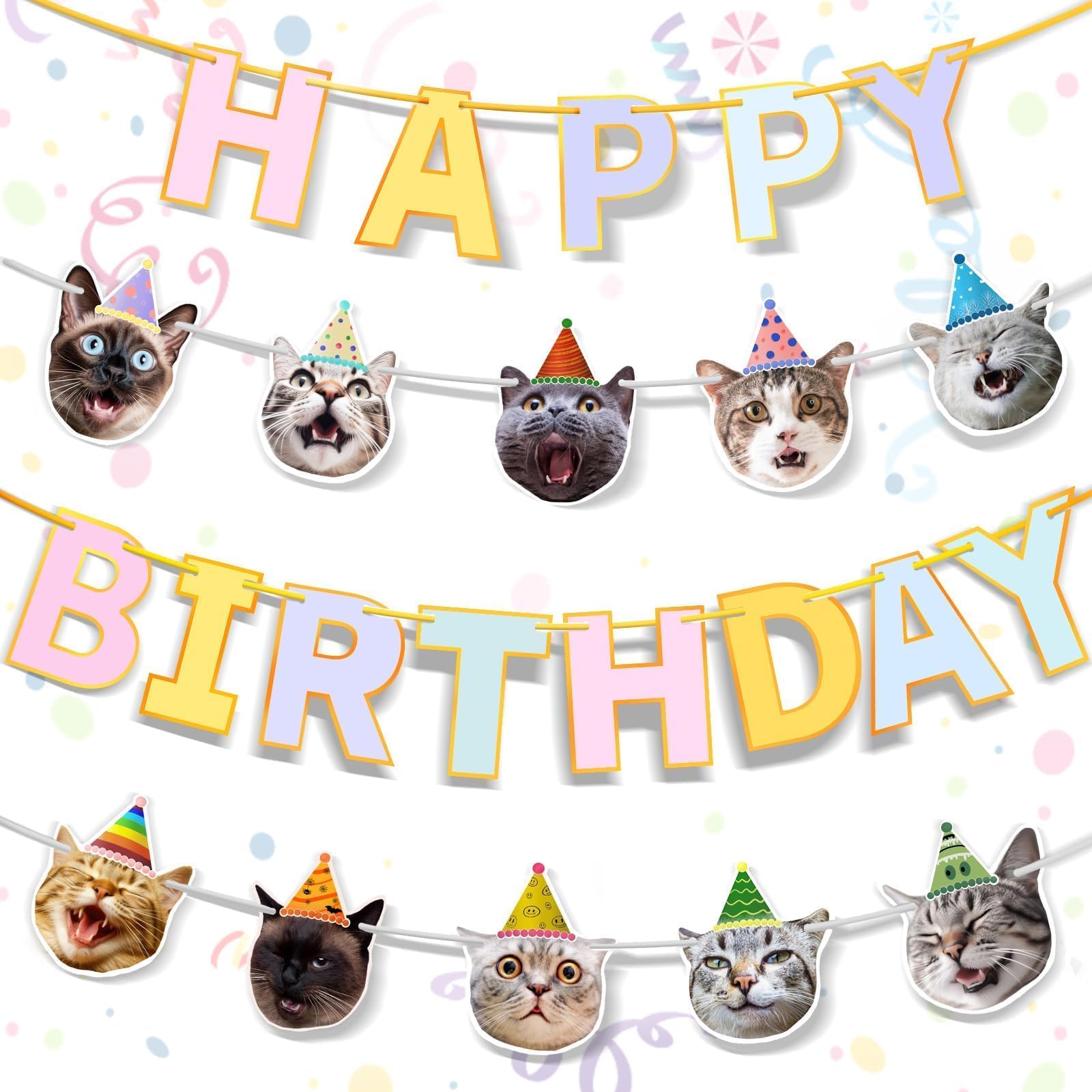Happy Birthday Cat Banner & Garland - Party Decor for Cat Lovers