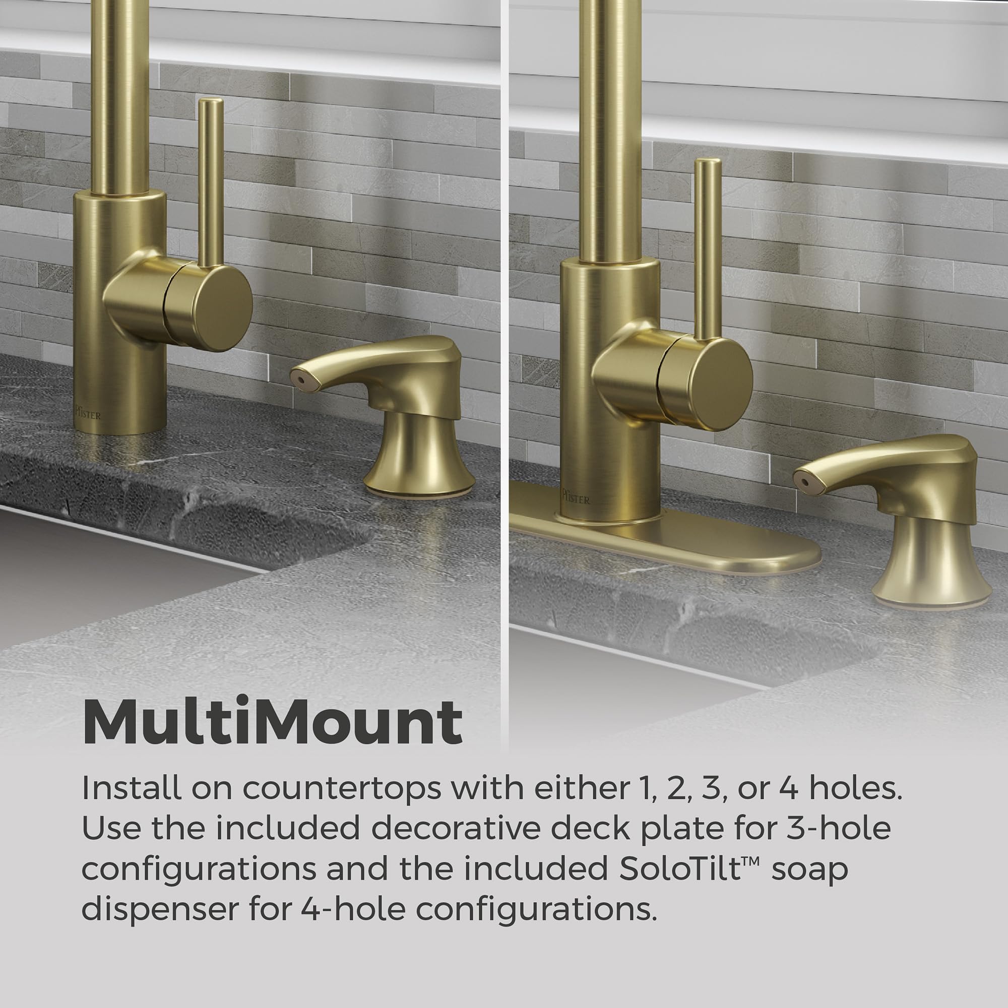 Pfister Zanna Single Handle High Arc Pull Down Kitchen Faucet with Soap Dispenser - Brushed Gold Finish (Model F5297ZNRBG) - Perfect for Modern Farmhouse & Contemporary Kitchen Sinks