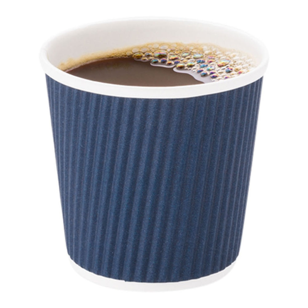 Premium 4 oz Midnight Blue Ripple Wall Paper Coffee Cups - 25 Count Box (2.5