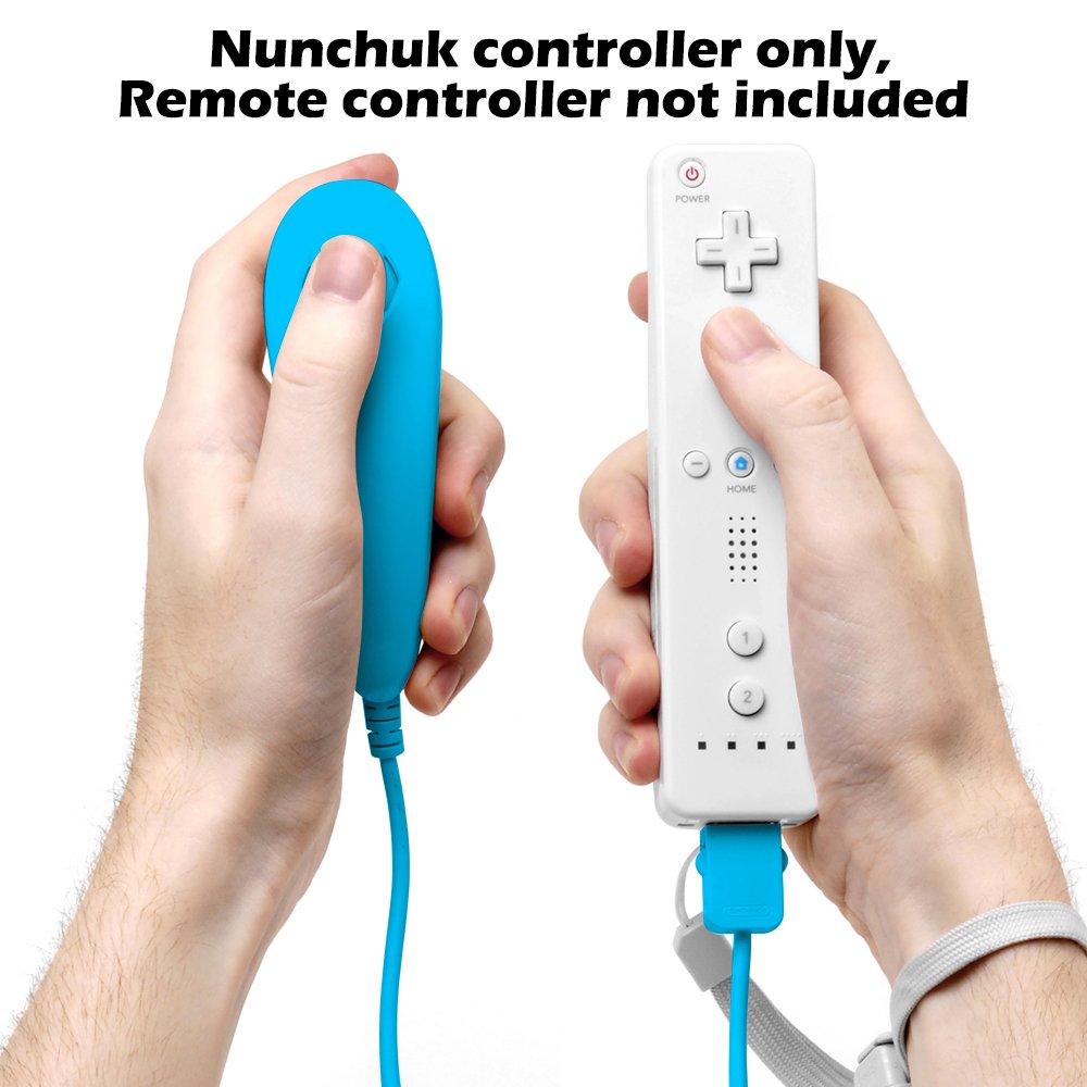 AFUNTA 2-Pack Nunchuk Controllers for Nintendo Wii U - Light Blue Replacement Game Controllers for Wii U Gaming - Perfect for Multiplayer & Family Fun