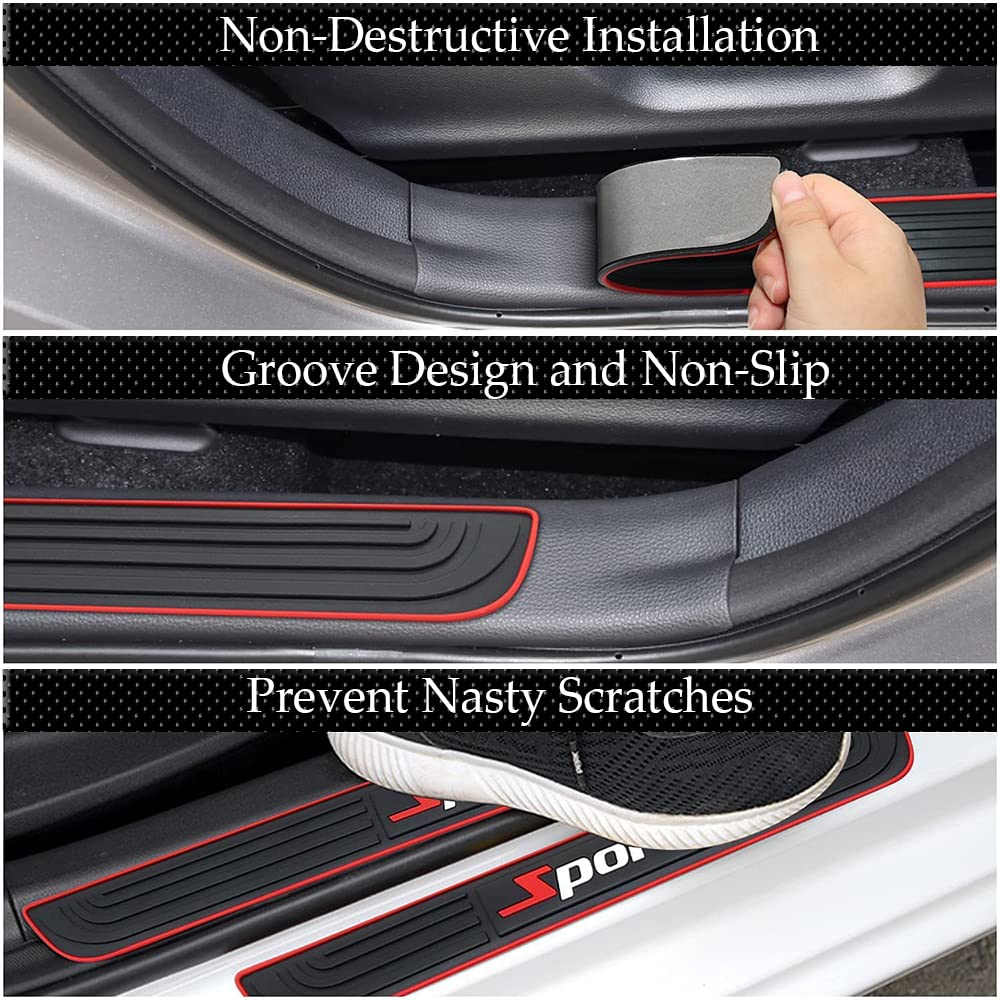 4PCS Universal Car Door Sill Protectors - Anti-Scratch & Waterproof for SUV Truck (Black) - Perfect for Car Entry Protection