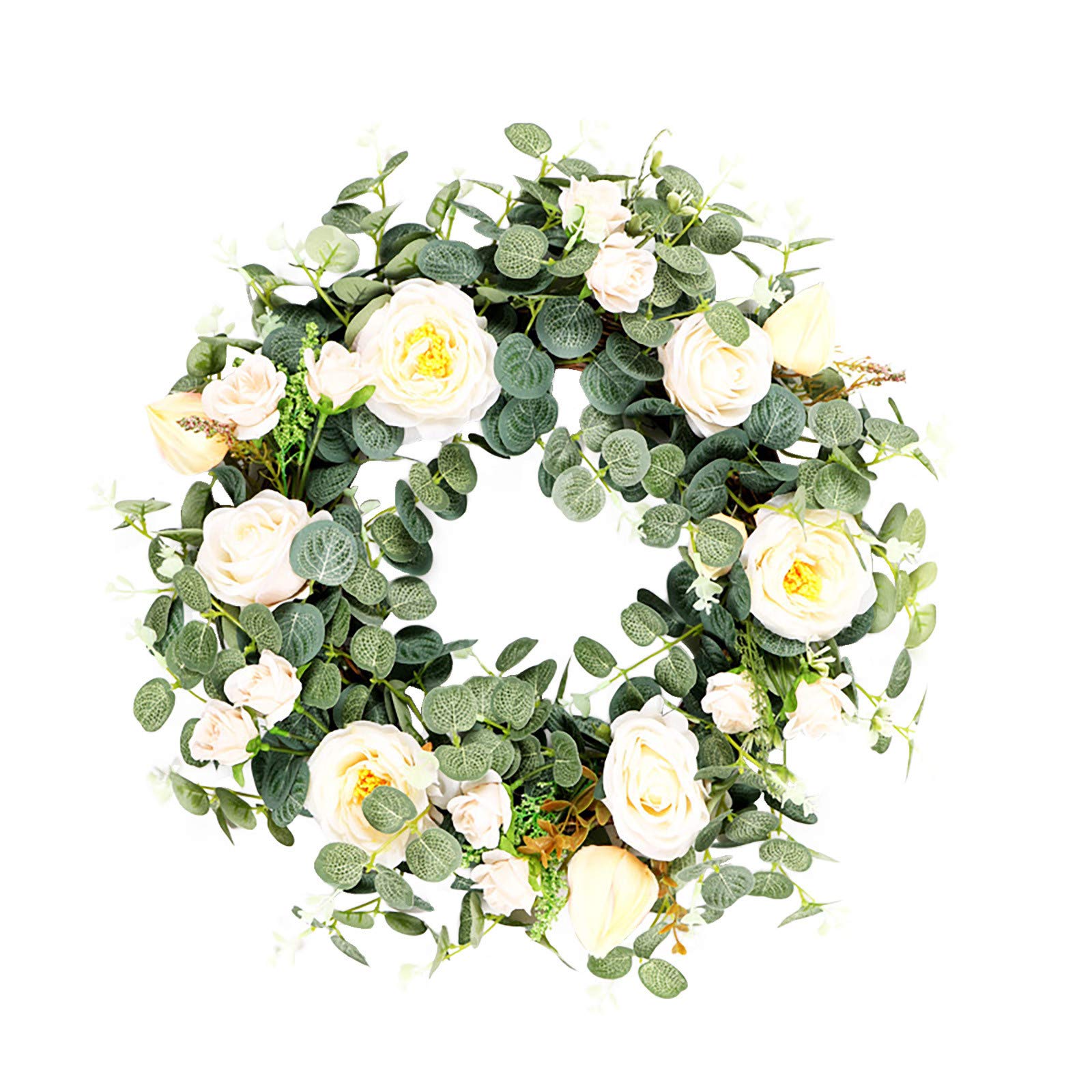 Artificial Eucalyptus Wreath for Front Door - Realistic Green Leaf Window Wreath for Home Decor, Living Room, and Seasonal Door Hanging | Perfect for Christmas, Thanksgiving, and Year-Round Home Decoration