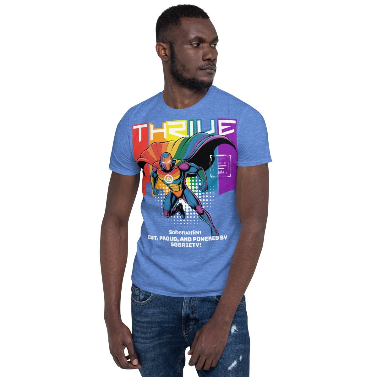 THRIVE - Out, Proud & Sober Essential T-Shirt | Motivational Recovery Apparel for AA Meetings & Sober Living | Inspirational Sobriety Gift