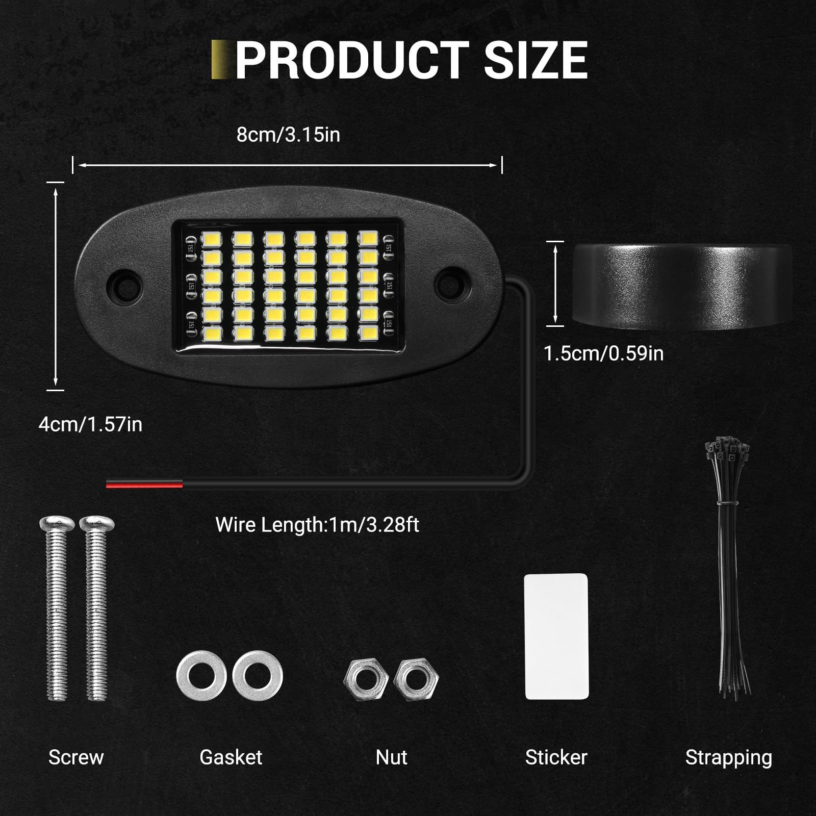 20 Pods White Rock Lights 6000K Pure White - 36 LEDs SMD Super Bright Neon Underglow Lights IP68 Waterproof for Trucks, SUVs, UTVs, ATVs, RZRs, Cars & Boats - Perfect for Off-Roading, Night Driving & Vehicle Customization (White)