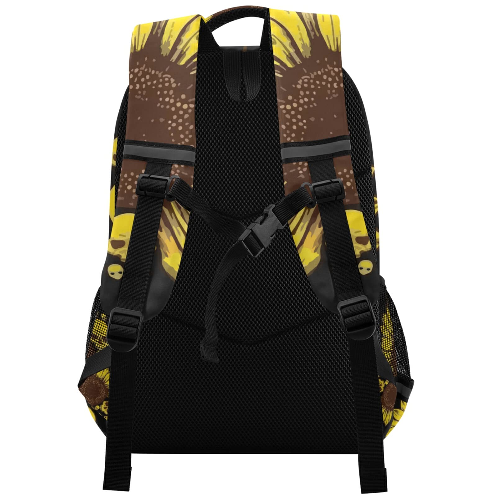 **Panksolu Skull & Sunflowers Backpack - Lightweight Laptop Backpack for School, Travel & Hiking - Durable Daypack for Women, Men, Teens & Kids - One Size Fits All - Perfect for Work, College & Outdoor Adventures**