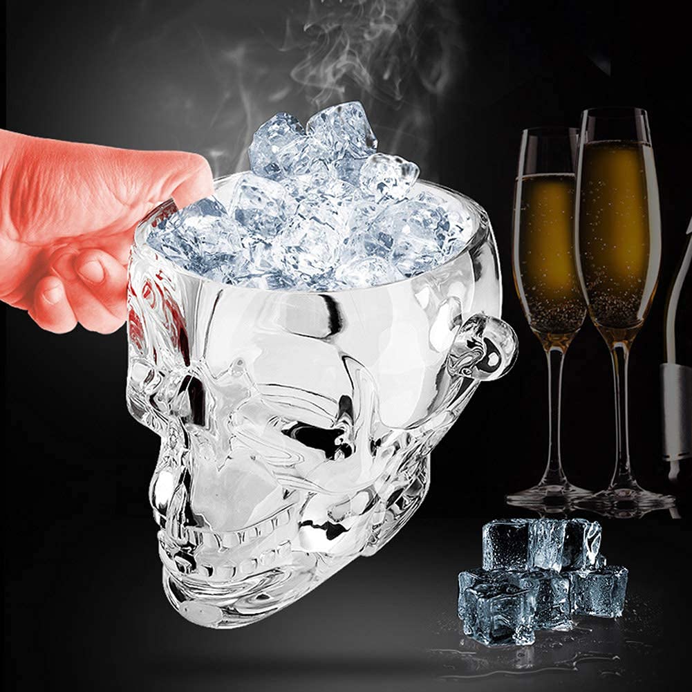 Skull Ice Bucket & Beer Barrel - Table Mount Wine Chiller for Champagne, Cocktails & Beverages | Perfect for Home Bar, Parties, Weddings, BBQ & Outdoor Gatherings